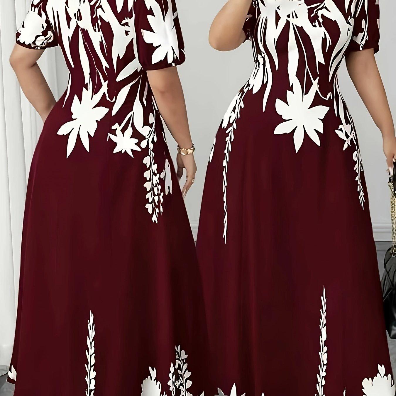 TEMU [item No. Wy251228057] New Women's Elegant A-line Waist-defining Midi Dress, Suitable For Daily Wear And Commuting Occasions