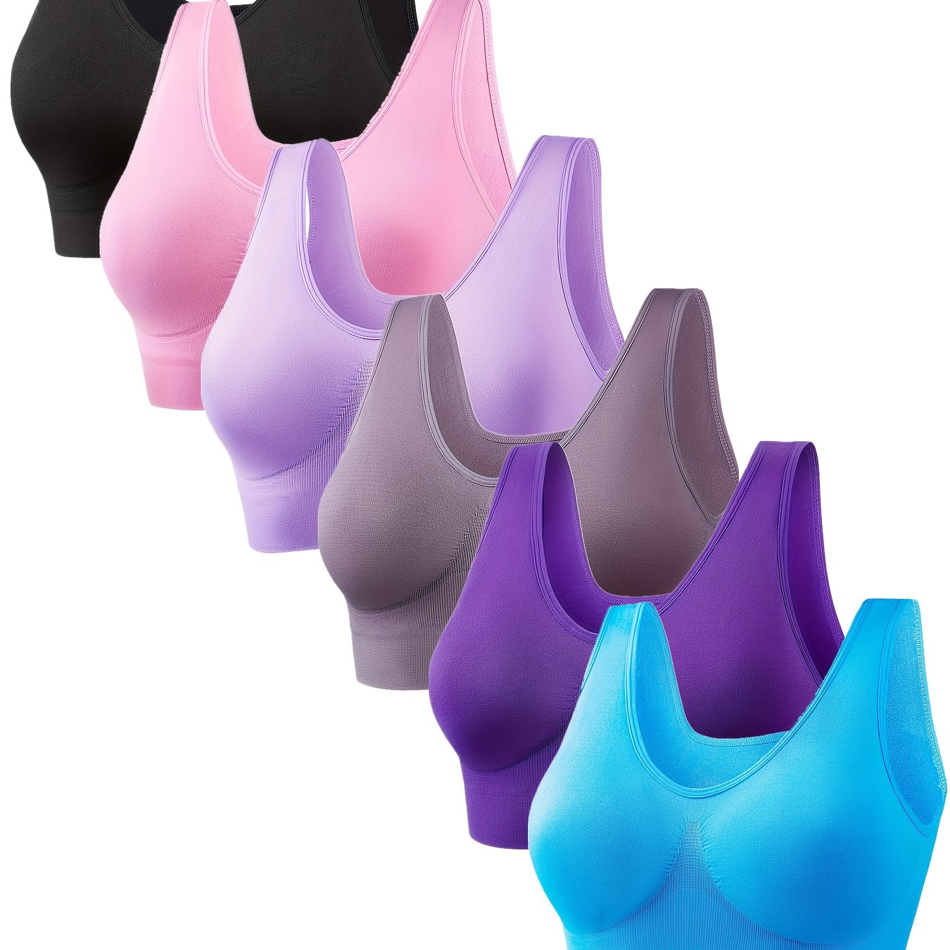 6pcs Size Non-padded Single-layer Vest Base Bra Bra Lingerie