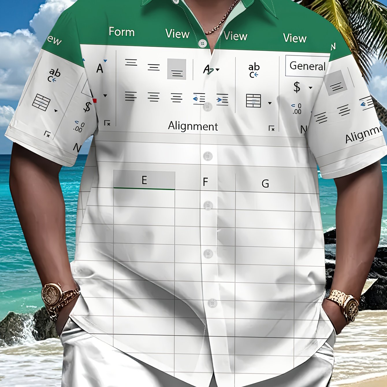 TEMU [printed Design - Not Textured] 's Printed Short-sleeve Shirt, Featuring A Niche And Trendy Data Table Interface Art Print Design - A Perfect