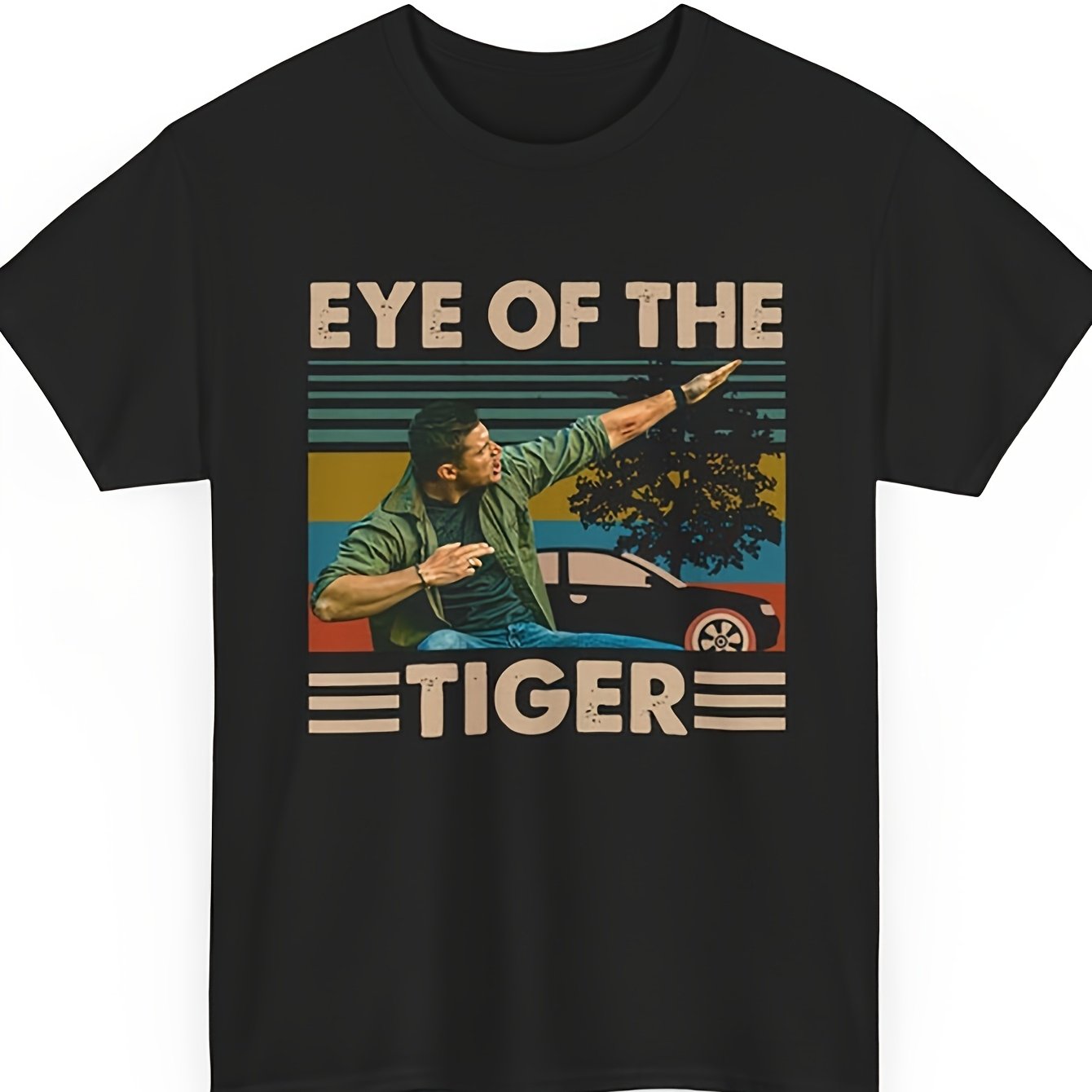 Image of Winchester Black The T Vintage Eye Shirt Men Of Tiger T-shirt Navy Small-3x-large, Crew Neck, Stretch Fabric, Geometric-pattern
