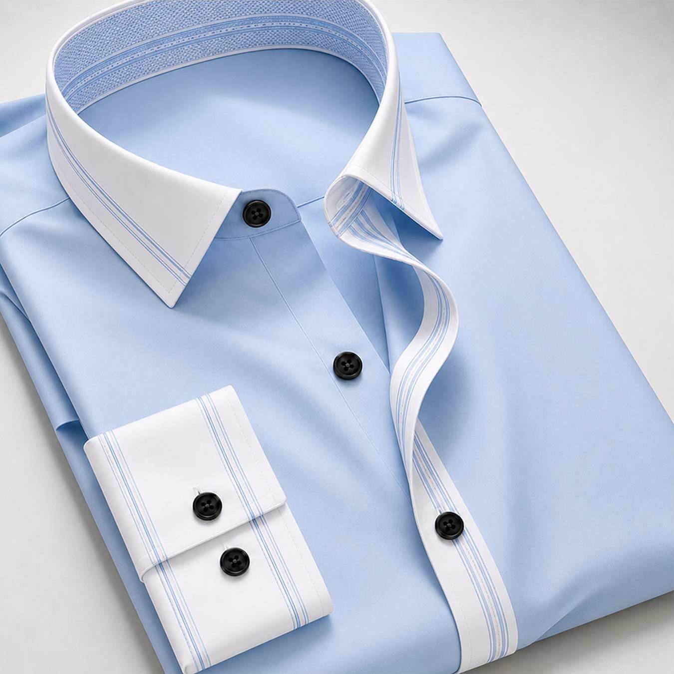 Men's Lapel Long Sleeve Shirt Elegant Striped Business Casual Formal Wear