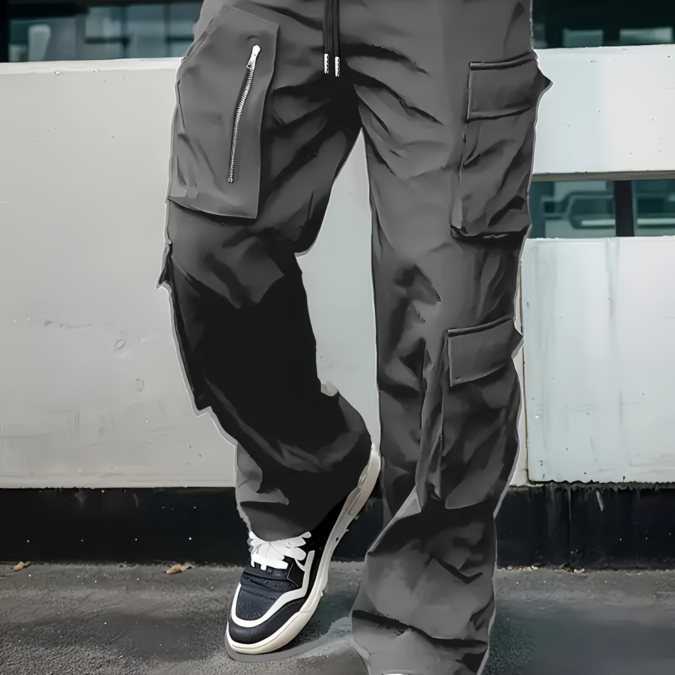TEMU 【海外通販】メンズ ファッション。メンズ カーゴパンツ 春秋。マルチポケット、ルーズ、ストレート、、ロングパンツ。万能カジュアル メンズパンツ
