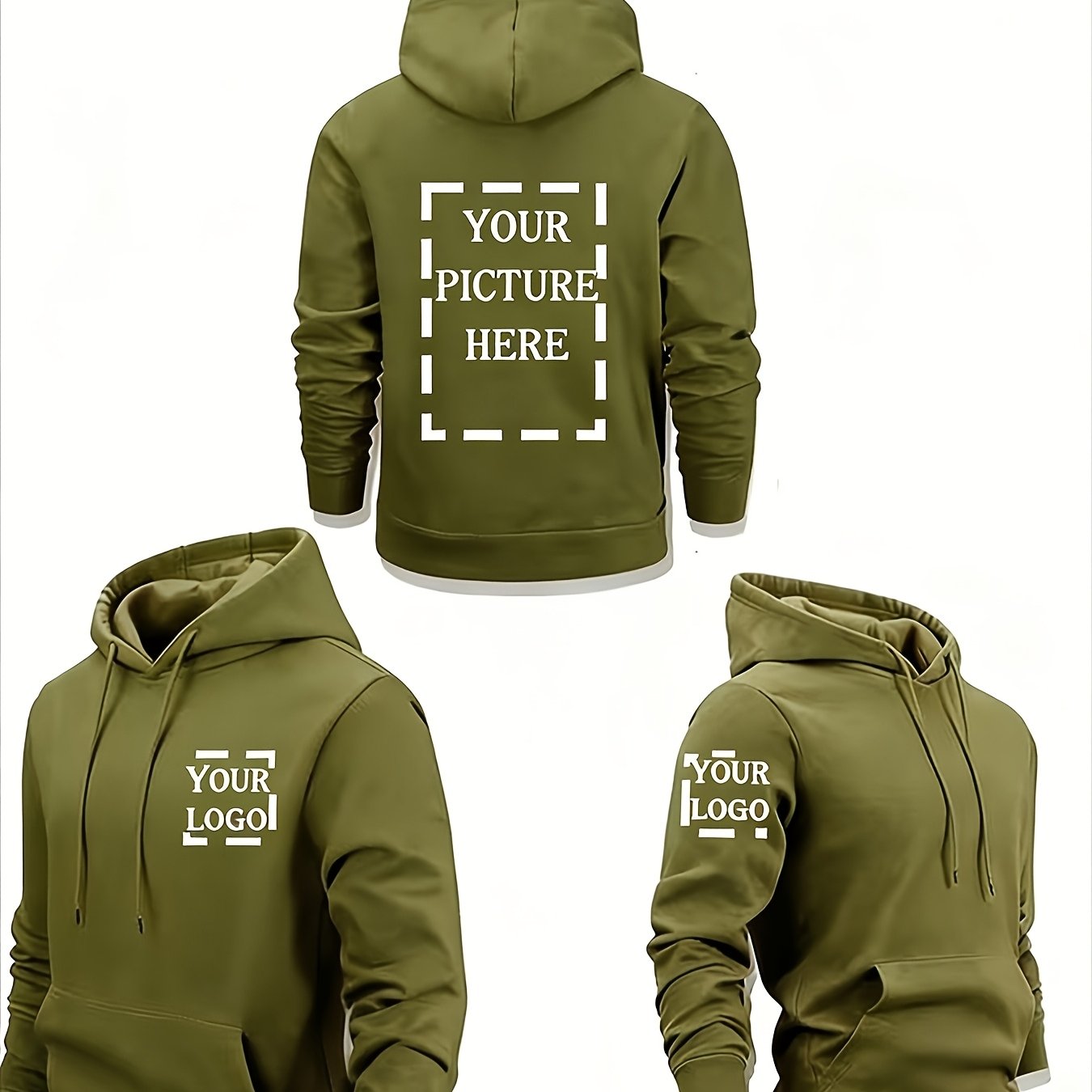 TEMU Custom Men's Hooded Sweatshirt - Personalized Photo Logo Printing, Orders, Machine Washable Hoodie With Large Pocket - Team Uniforms, Gifts For
