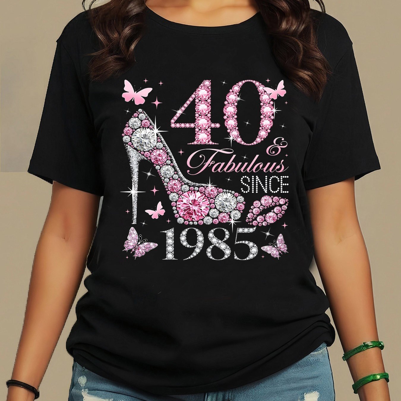 TEMU Women's Casual Short Sleeve Round Neck Blouse - Letter Print T-shirt | Medium-stretch Comfortable Top Suitable For Summer & Spring, Machine