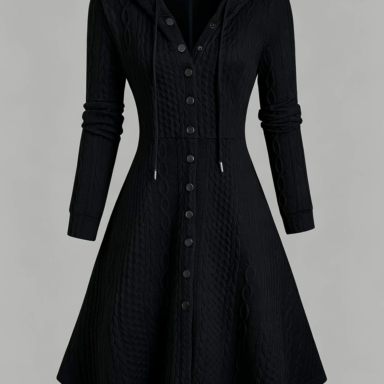 TEMU Veste à capuche vintage décontractée texturée doublure à manches longues pour femme
