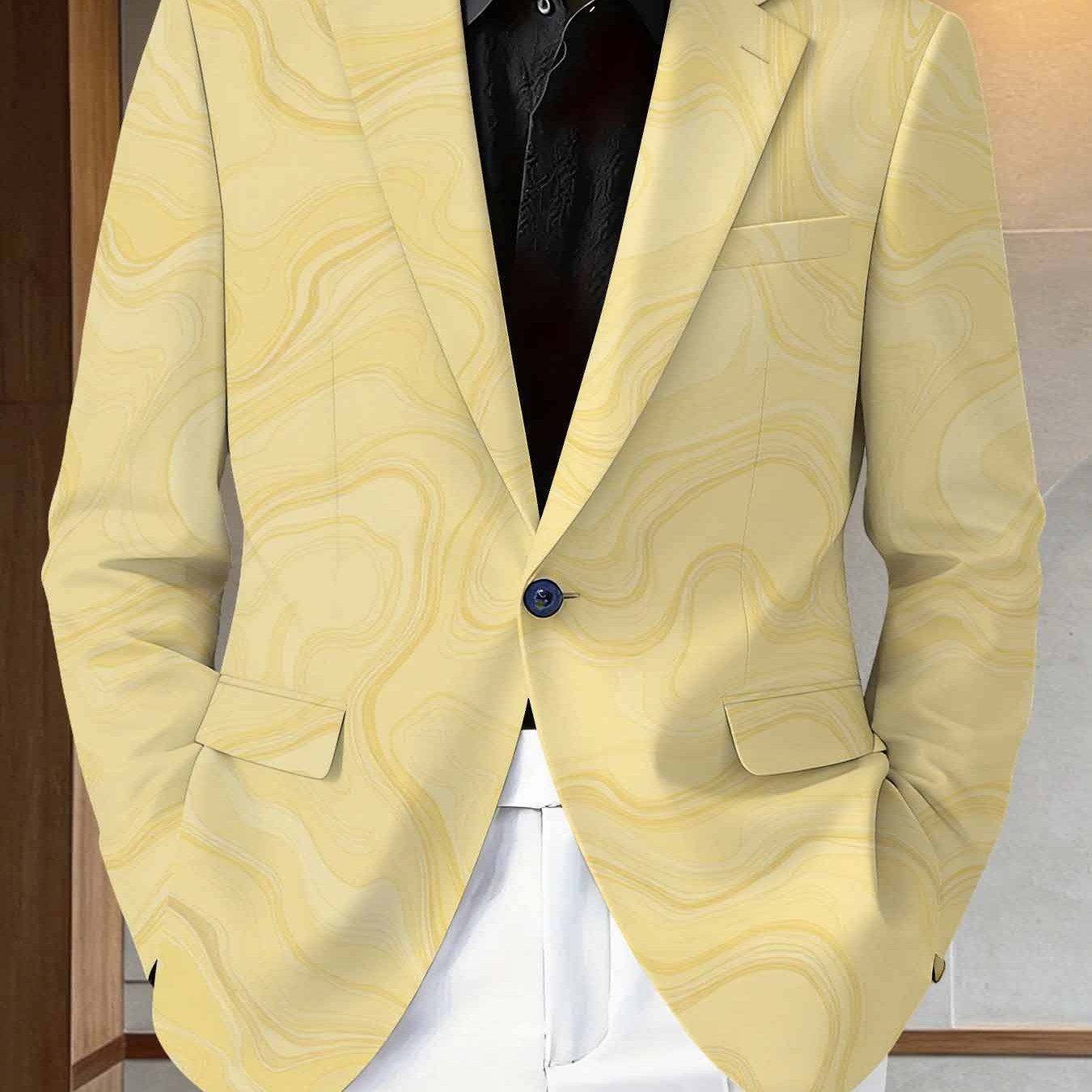 Plus Size Slim-fit Suit Jacket A Stylish Piece For Everyday And Parties Featuring A Modern Suit Cut With Festive Themes A Unique Item For Fashion Enthusiasts, Plus Size