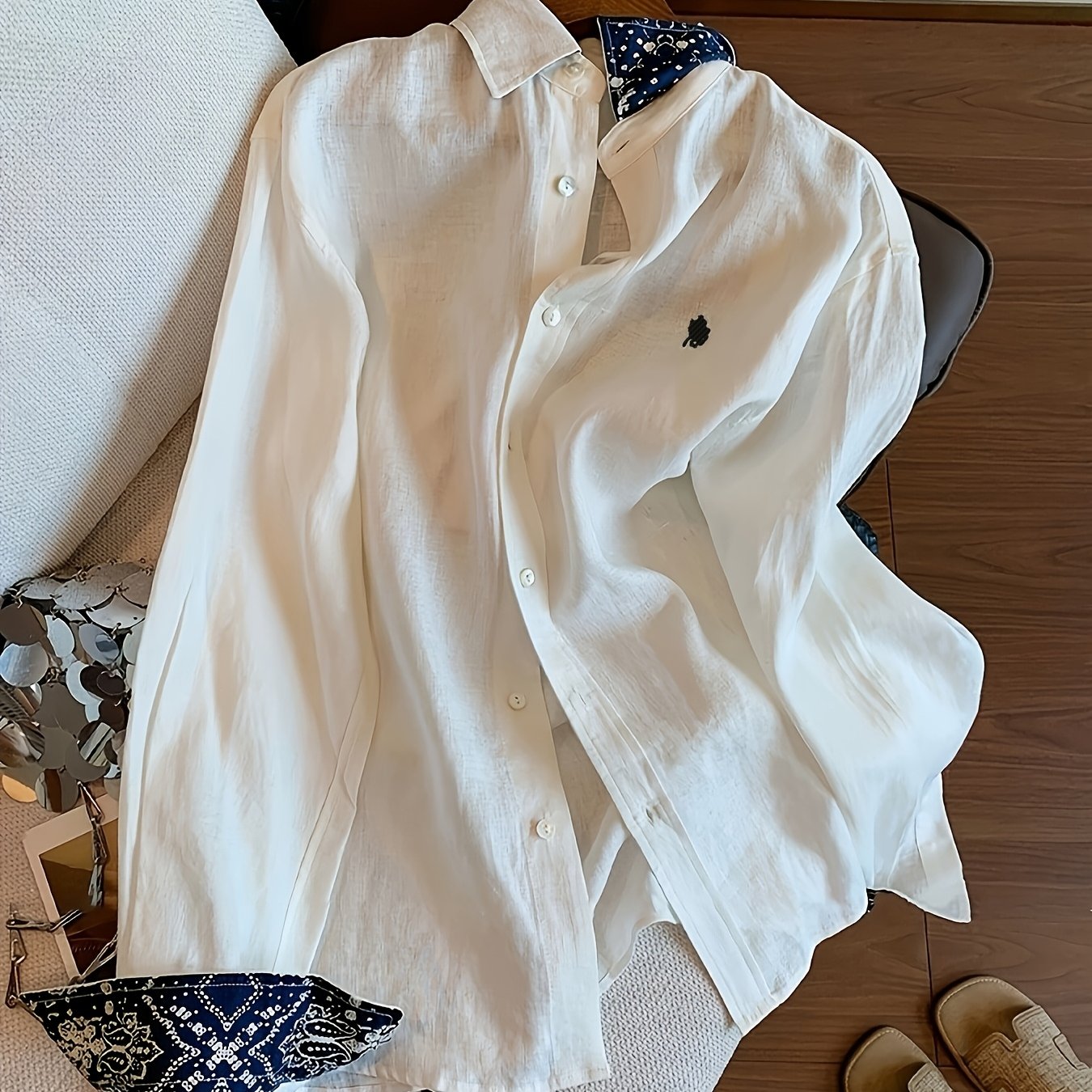 Women's Knight Print Long Sleeve Single-breasted Casual Shirt