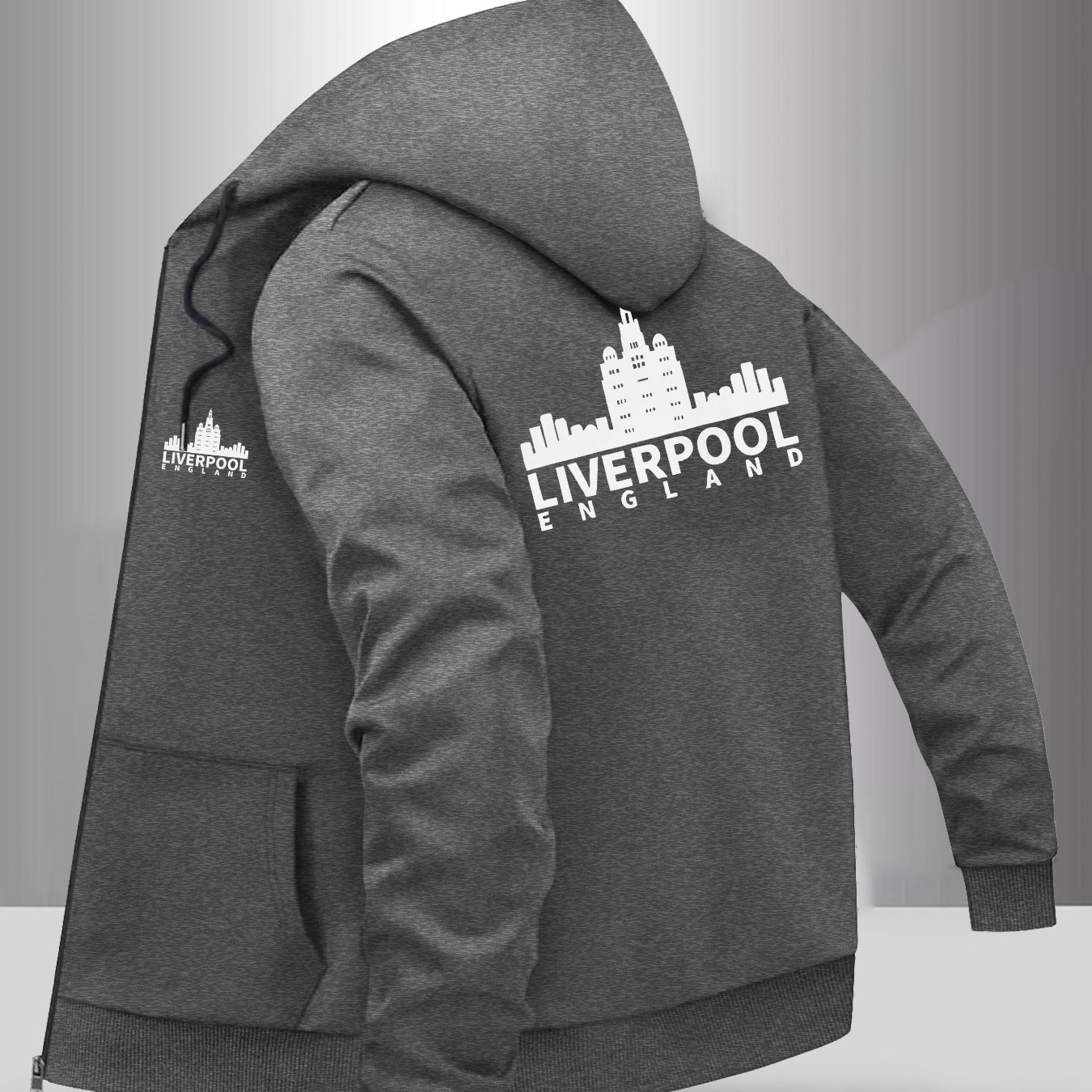 TEMU Men's Stylish Hooded Jacket Featuring The Print, A Casual Zip-up Coat With Side Pockets And A Slim Fit, Perfect For Autumn And Winter Sports