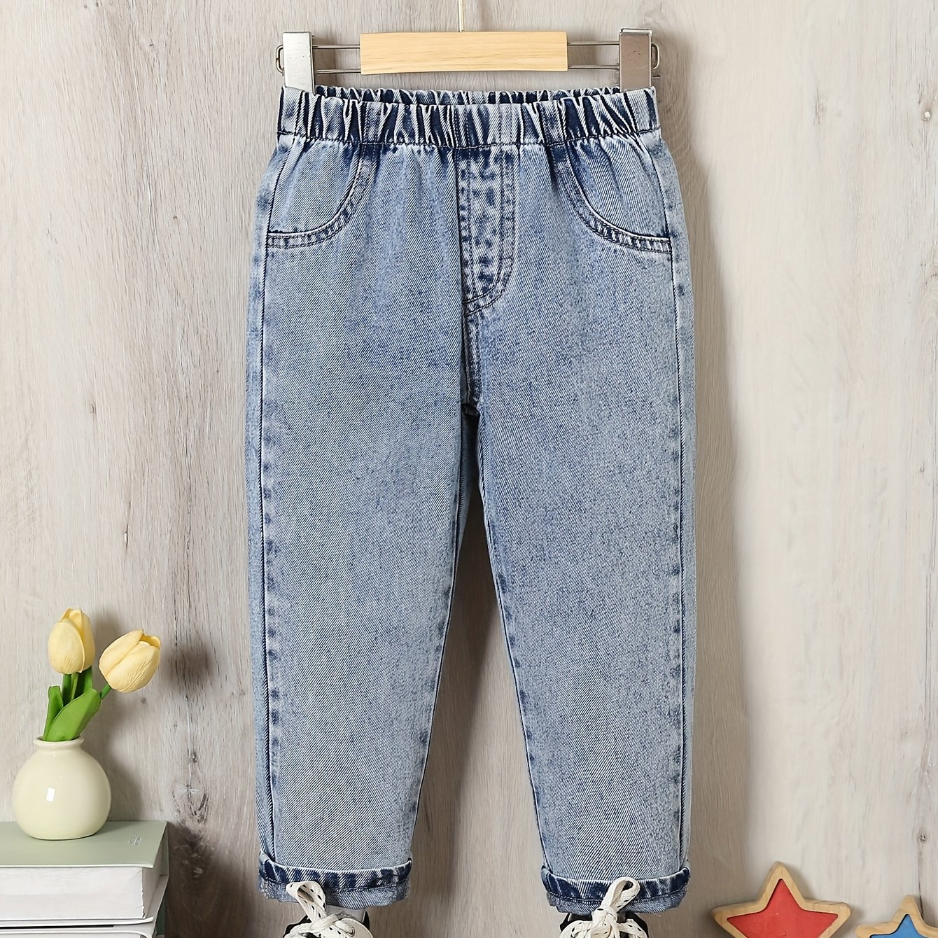 Boys' Outdoor Casual Fashion Tapered Solid Color Denim Long Pants, Everyday Versatile Autumn Apparel