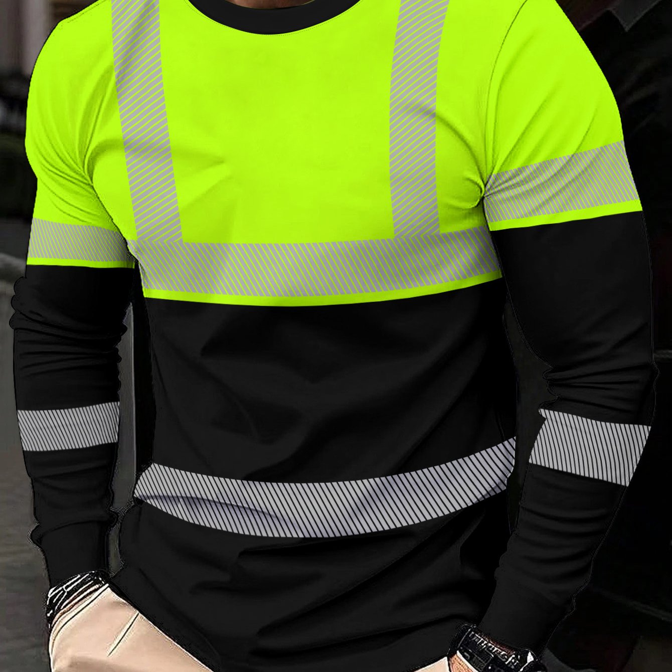 E-shop Lässiges Herren 3D-Druck Langarm T-Shirt für Herbst und Winter - Neues Design, erhältlich in Neon Grün und Schwarz, Königsblau, leichtes und