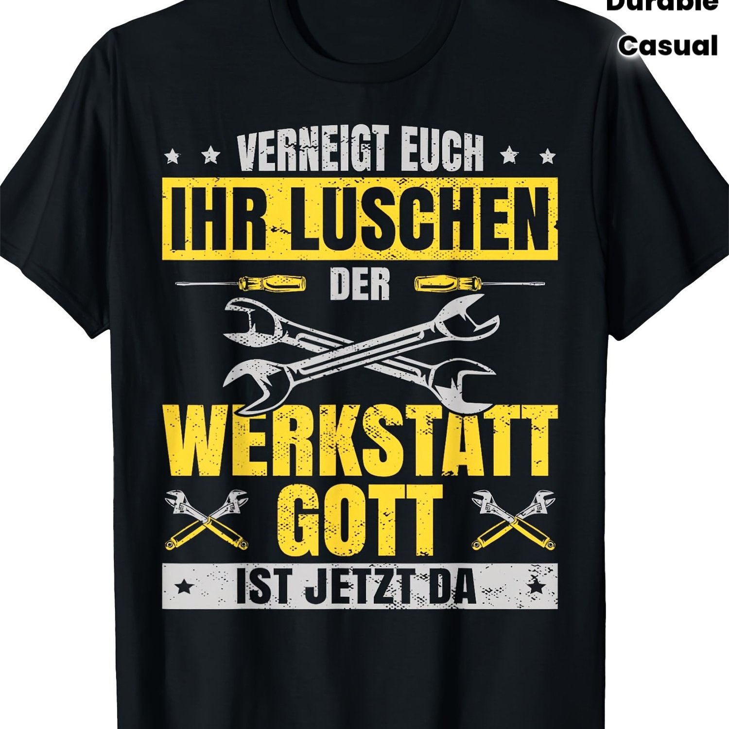 Men's Automotive Mechanic Graphic T-shirt - And Wrenches Design, Black Workwear Tee For Auto Enthusiasts - Non-stretch Fabric, Essential For Workshop And Casual Wear, Mechanic Shirt