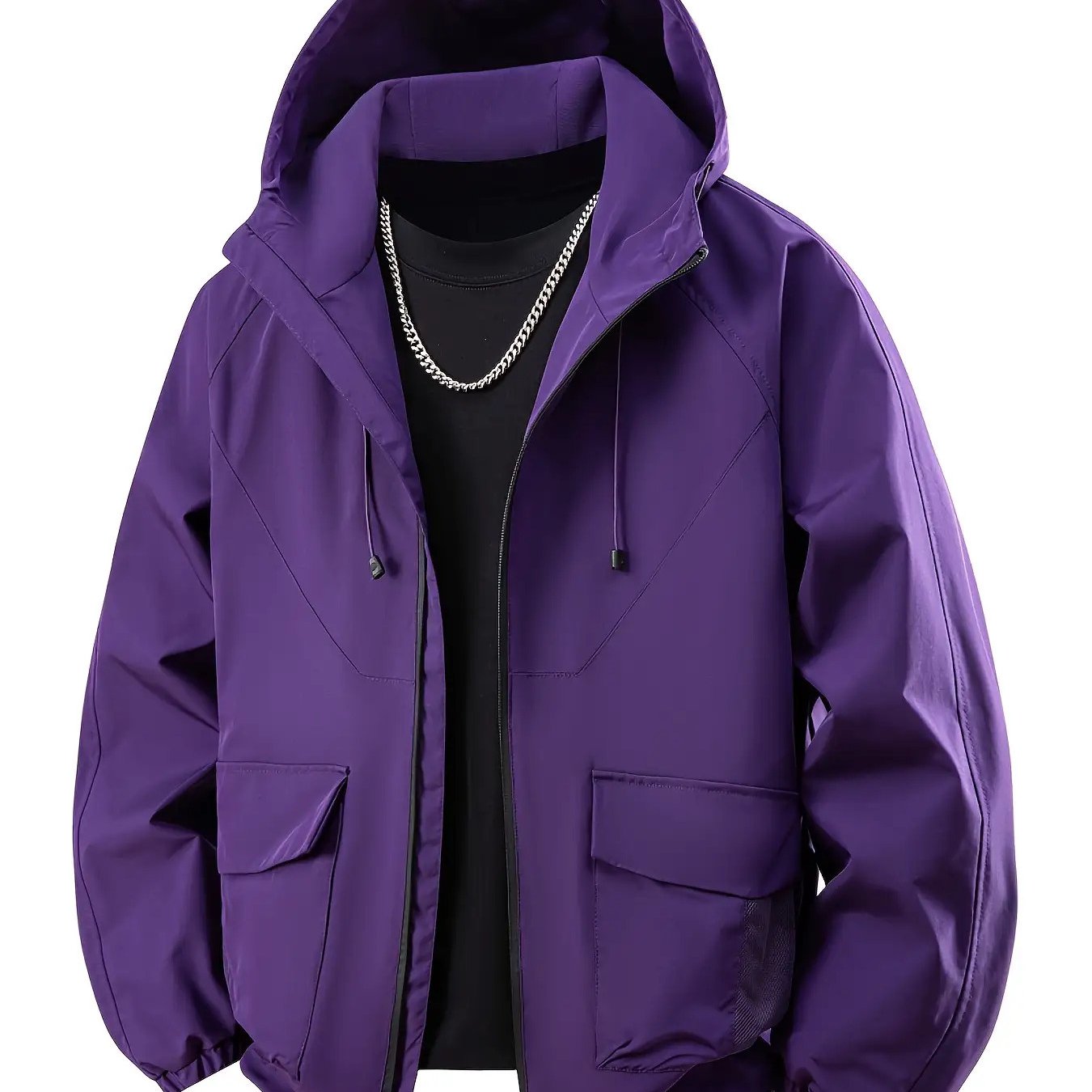 TEMU Men's Outdoor Windproof Jacket, Autumn Winter Casual Hiking Windproof Overcoat, Versatile Wear