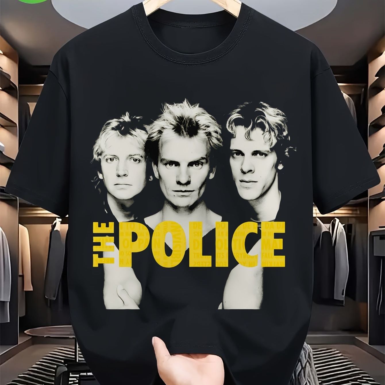 80s Rock Style T-shirt With , , And Stewart Copeland Portraits Men's Band Logo And Printed Casual Short Sleeve Round Neck Suitable For Concerts Gifts And Music Lovers, Plus Size