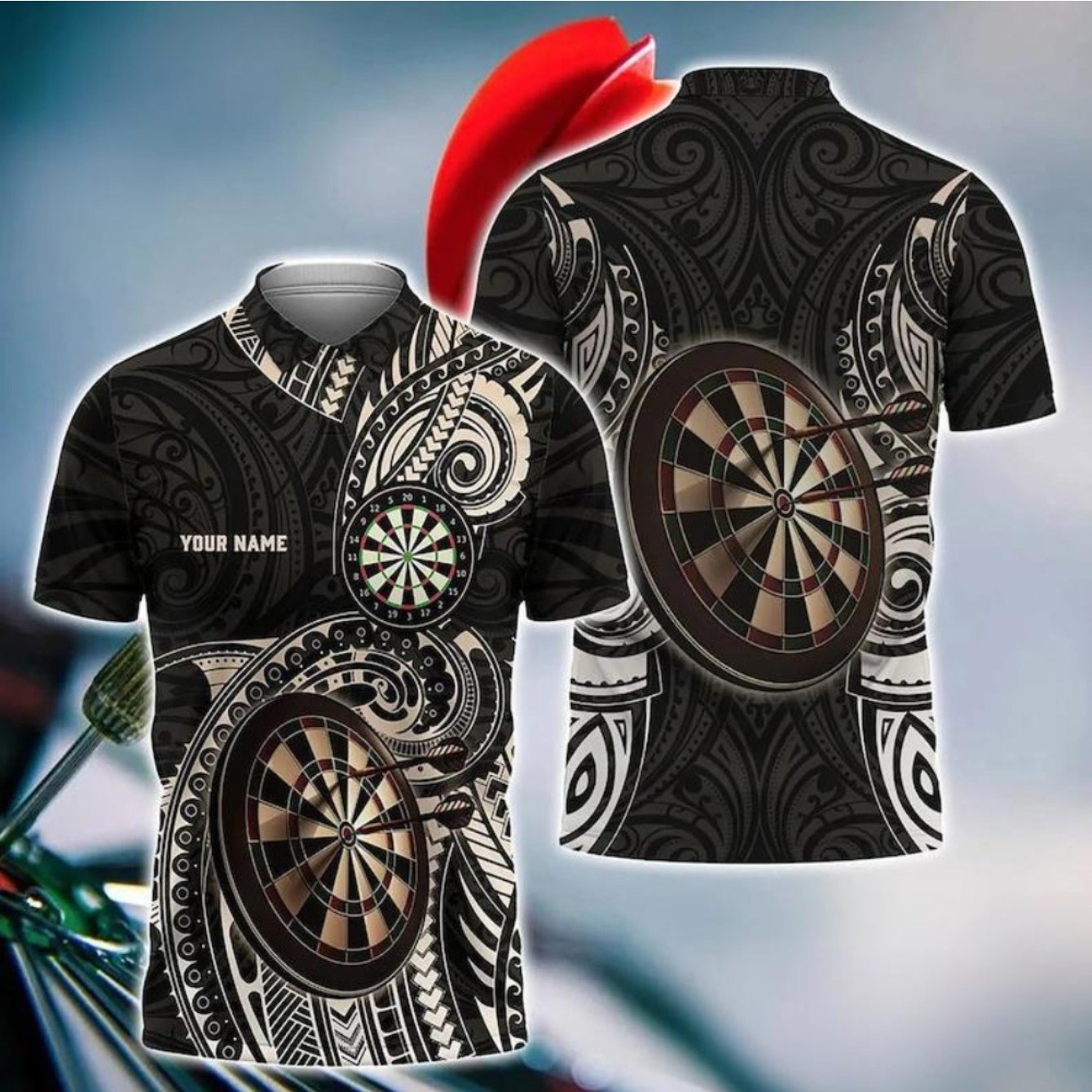 TEMU Custom 3d Shirt With Brown Tattoo For Darts Design For Dart Team , Ideal Gift For Fathers Or Team Players