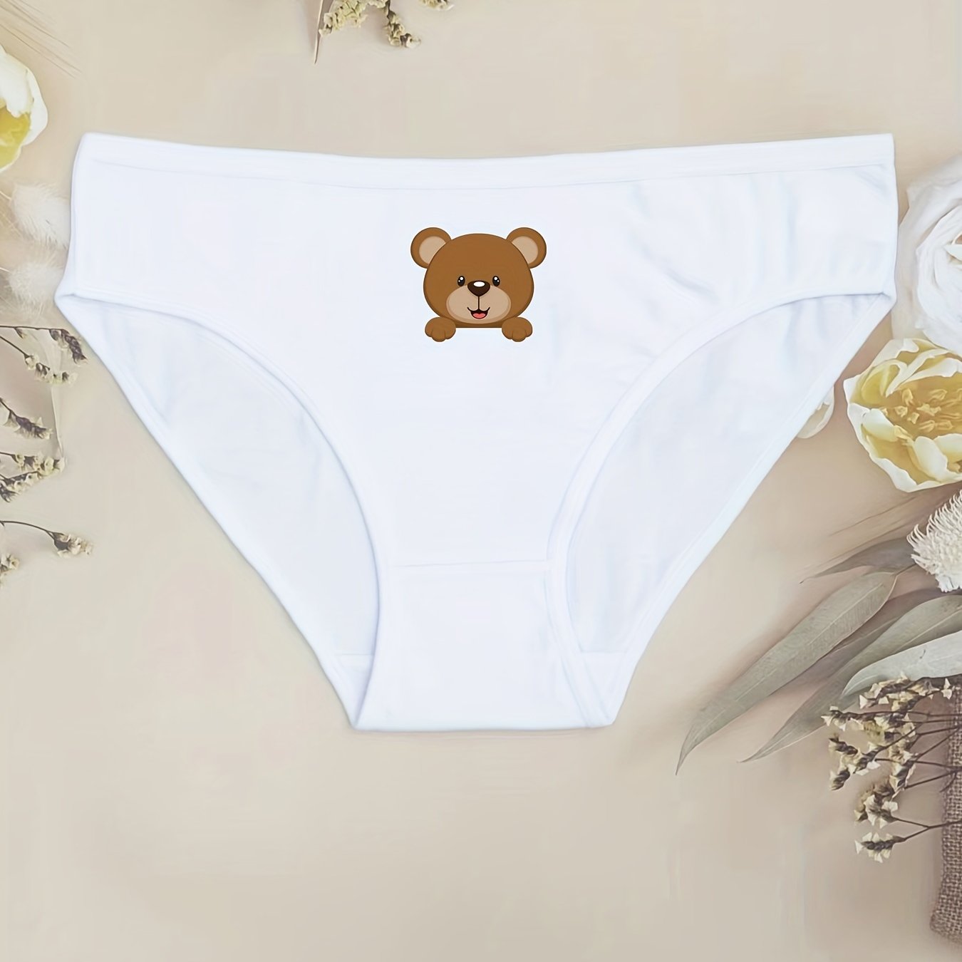 Cartoon Bear Print Briefs Comfy Cute Stretchy Intimates - Temu