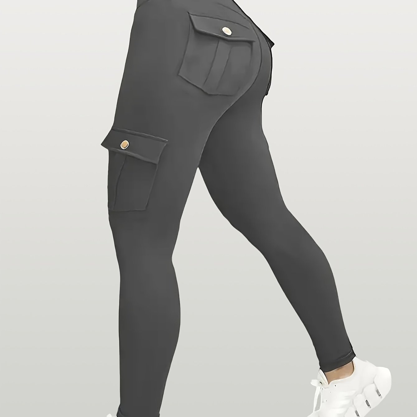 TEMU 1pc High-waisted Cargo Pants, Stretchy Skinny Sports Leggings, Quick-dry Running Workout Pants, Lifting, Street Style, Trousers