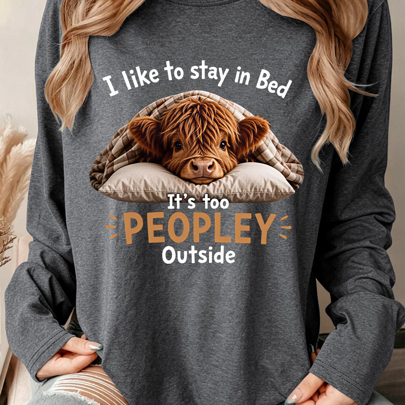 TEMU Women's Plus Size Highland Cow Print T-shirt - Soft Breathable Crew Neck -compatible Suitable For Casual Vintage Scottish Top, Machine Washable
