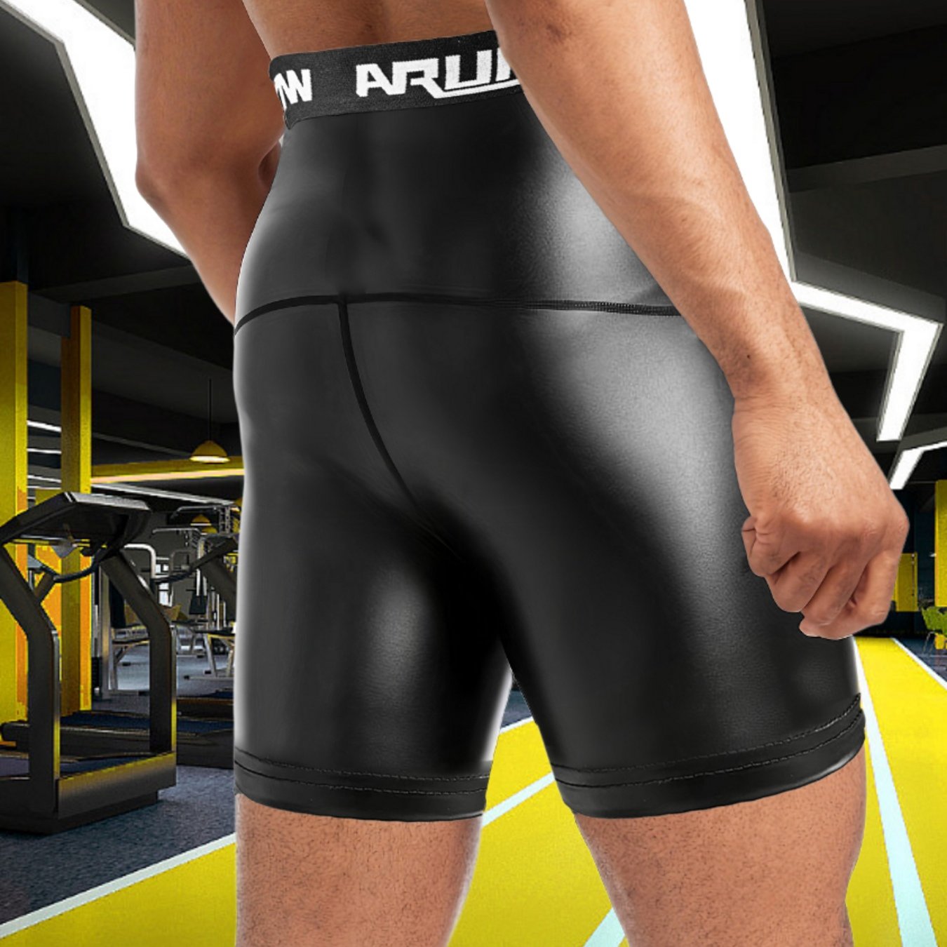 E-shop Herren PU Shorts - Herren Sauna Bauchkontrolle Unterwäsche Kompressions-Sweatpants