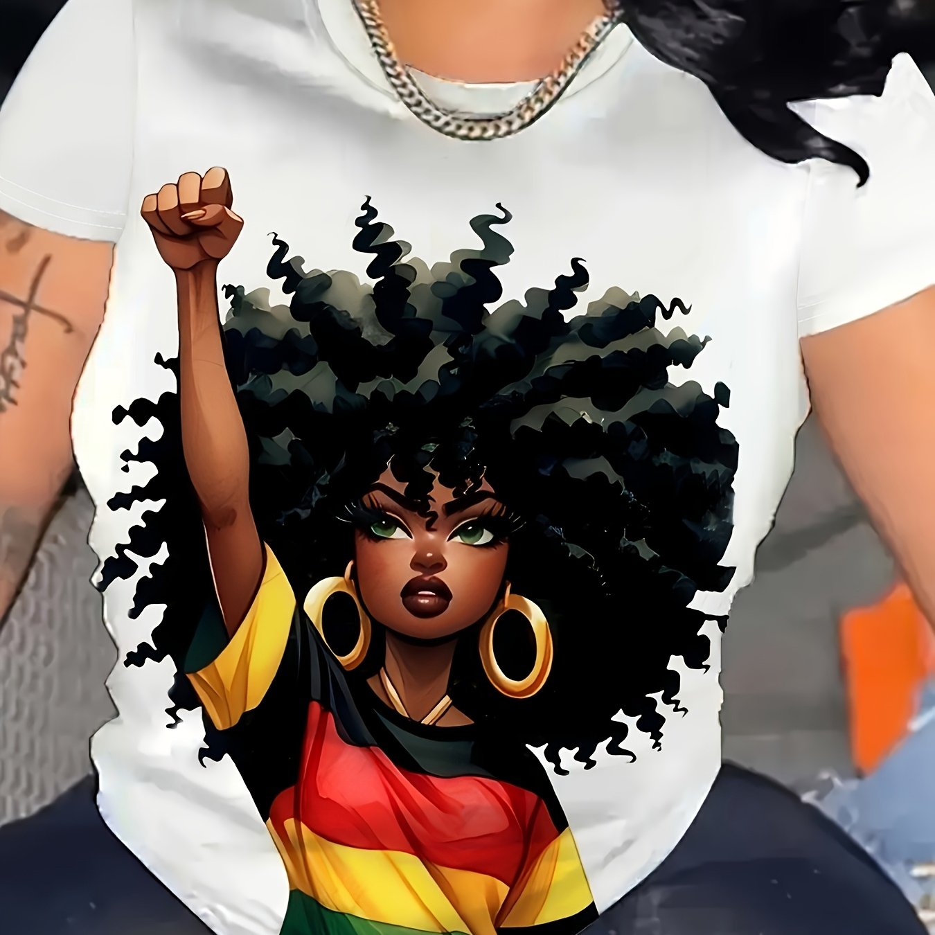 TEMU Braid Pattern T-shirt | Style Daily Casual White T-shirt, Women's Fashion Round Neck T-shirt, New T-shirt, Women's Versatile Top