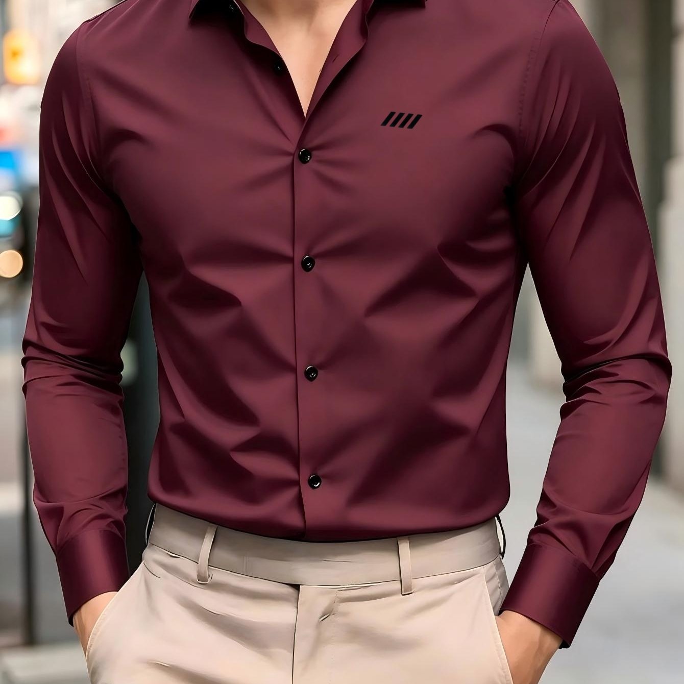 TEMU Versatile Long-sleeve Shirt For Business, Commuting, And Casual Wear For Men