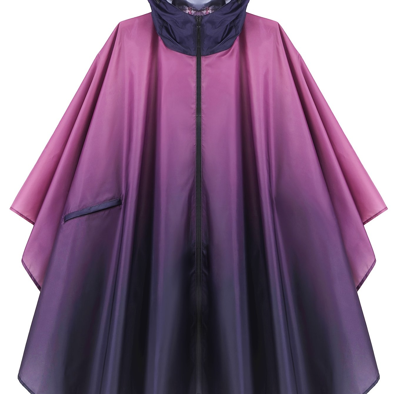 Image of Men's Stylish Hooded Rain Poncho With Pocket - Casual Gradient Color, Loose Fit