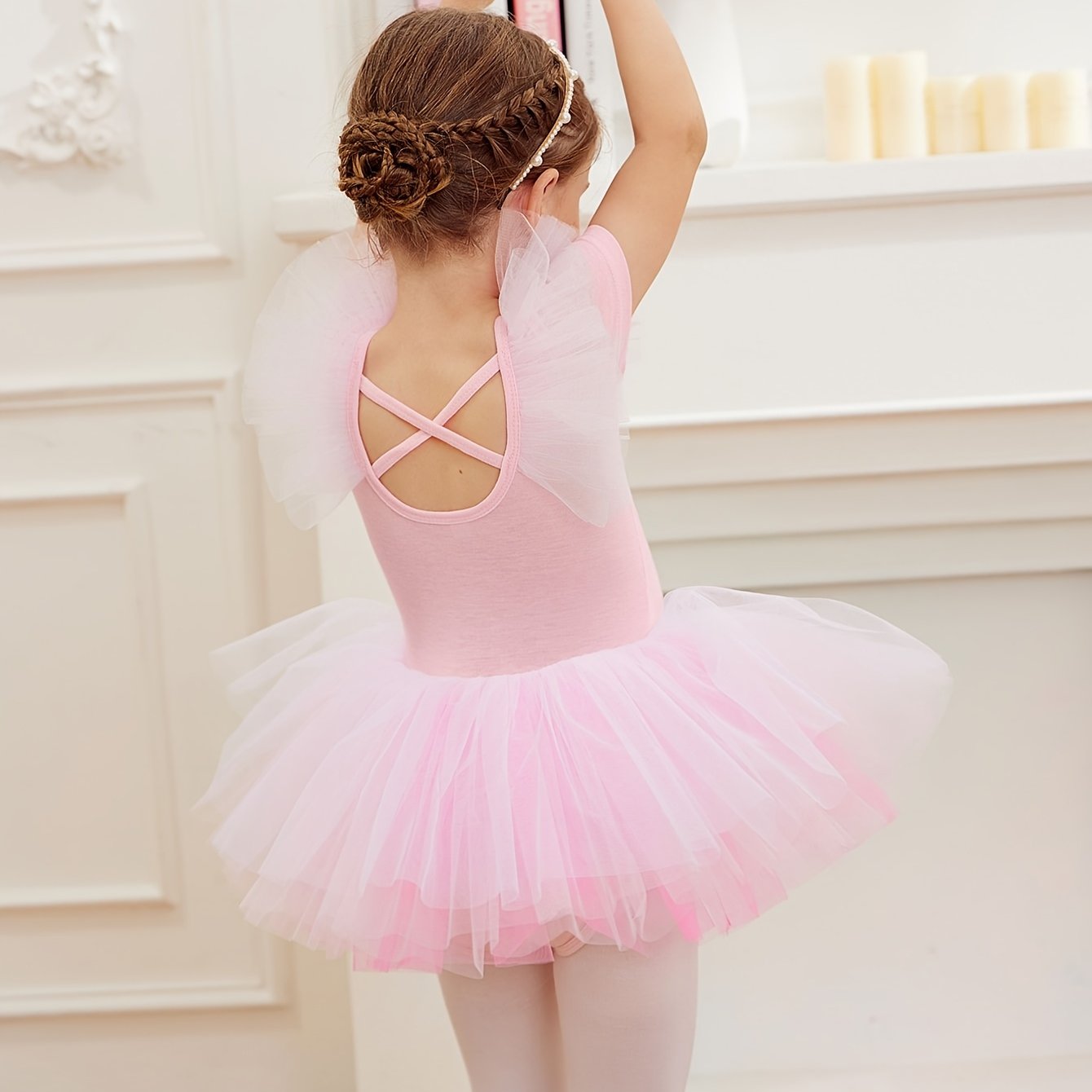 Girls' Cross- Ballet Skirt Princess Dance Practice Dress Performance Outfit