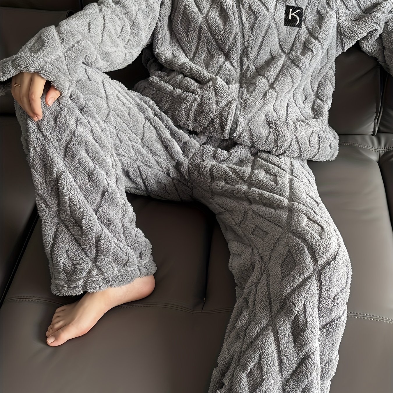 E-shop Herren Plüsch-Zip-Up-Set mit , warme bequeme Loungewear, neue Herbst/Winter-Kollektion, hautfreundlich schnell trocknend, für Herbst Winter