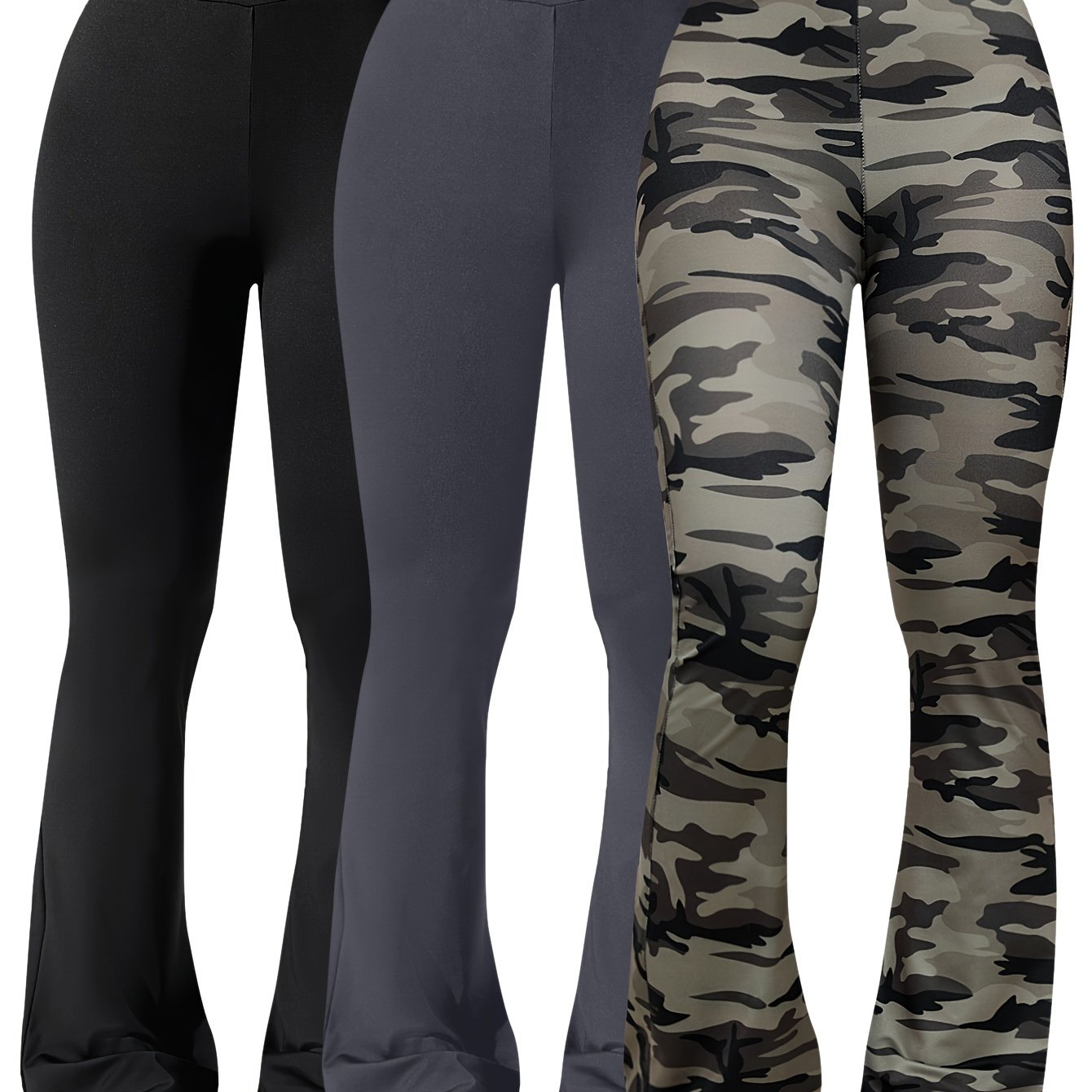 Image of 3pcs Women' Color Athletic Training Pants - Full-length Workout Leggings With Medium-stretch Fabric, Gymnastics & Pants, Machine Washable - Fitness Wear For, Pilates (non, Pack )