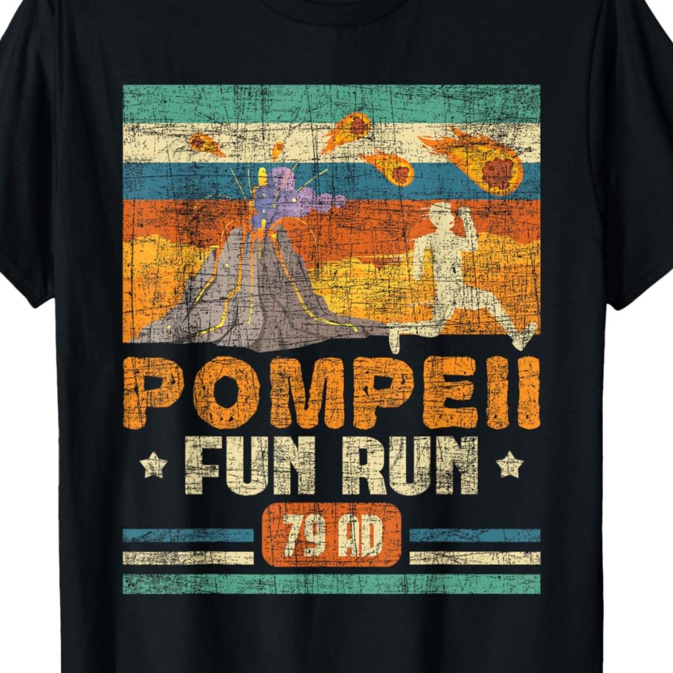 TEMU Men's Vintage 70s Volcano & Fun Run Graphic T-shirt - Distressed Volcanologist Design Ad Print, Cozy Crew Neck, Micro Stretch Regular Fit Casual