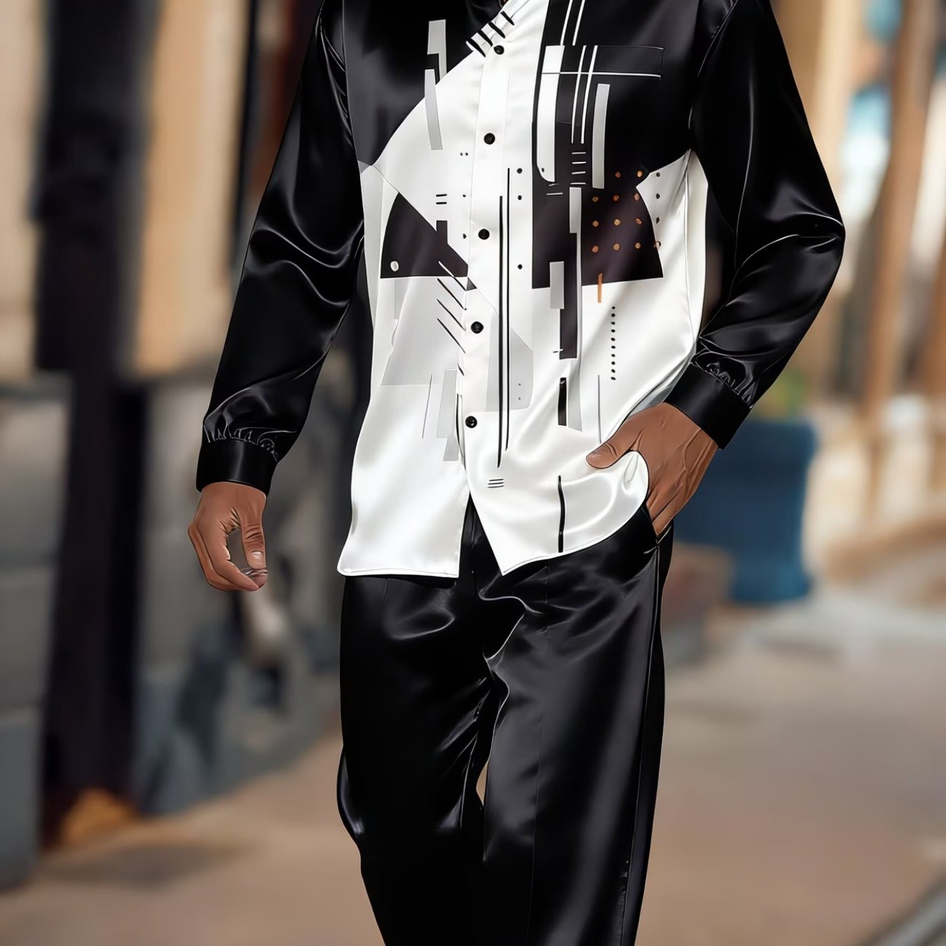 2pcs Set, Fashionable Men's Button- Shirt With Collar And Pants, Breathable And Comfortable, Suitable For Occasions. Ideal For Holiday Gifts/ A Must-have Men's Gift, Perfect For Family, , Brothers, .