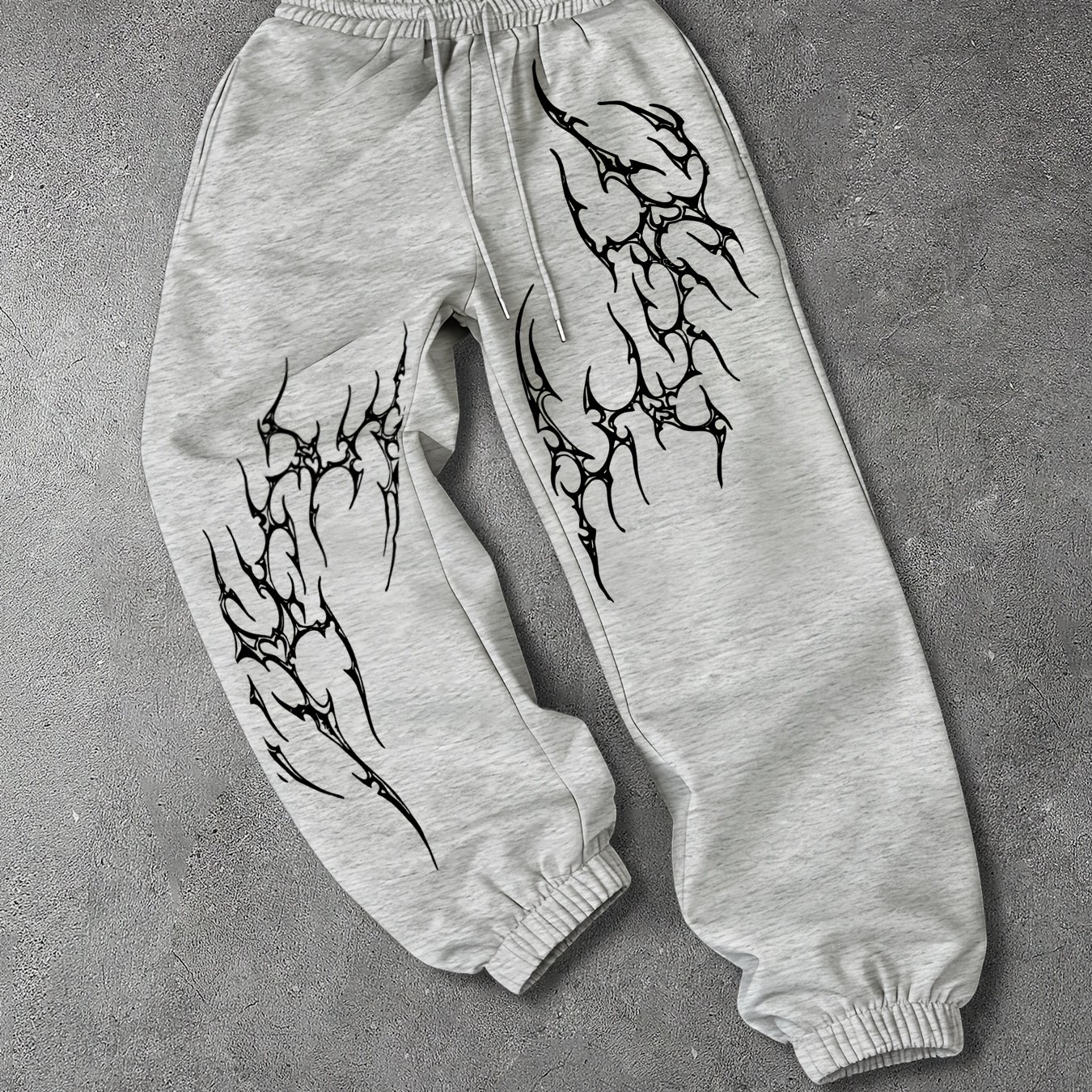 TEMU Flame Print High-waist Joggers - Vintage Tapered Pants With Tapered, Machine Washable Streetwear Suitable For - Wear,, Casual Outfits & Layering