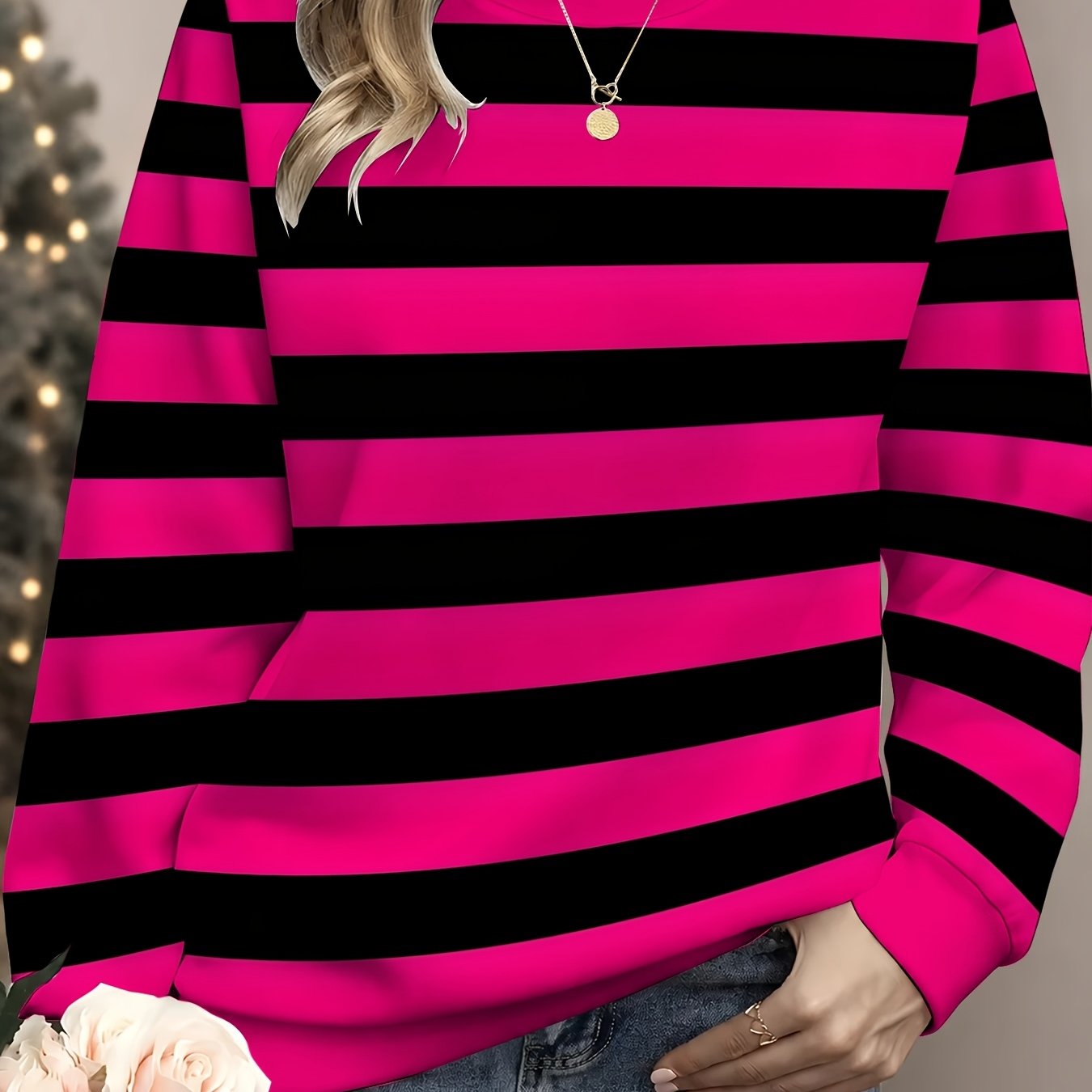 TEMU Women's New Casual Long-sleeve Crewneck Sweatshirt, A Stylish And Versatile Outfit For Holiday Streetwear And Outdoor