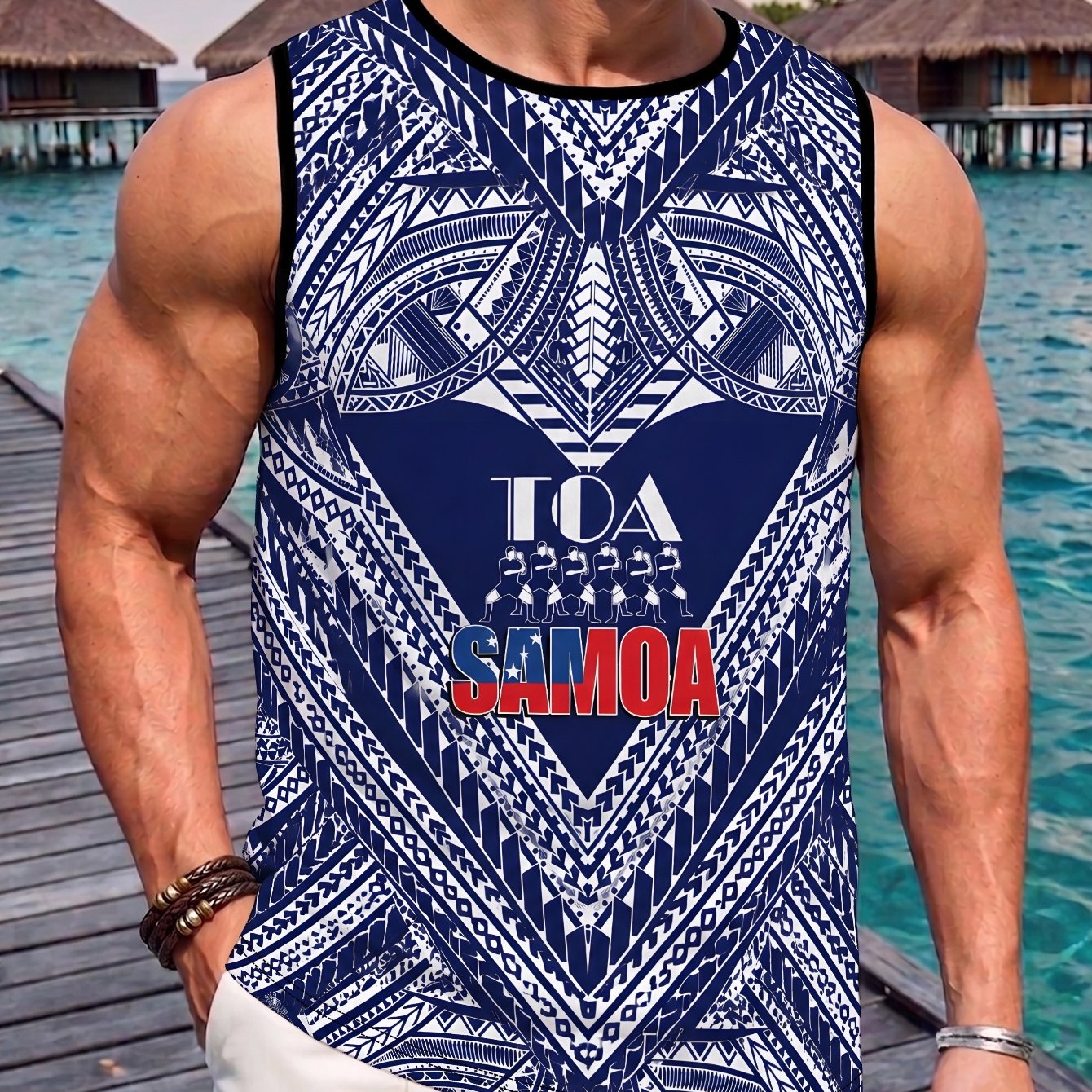 TEMU Warrior Pattern Samoa Store Men's Casual All Tank Top, Regular Fit Sleeveless Tee