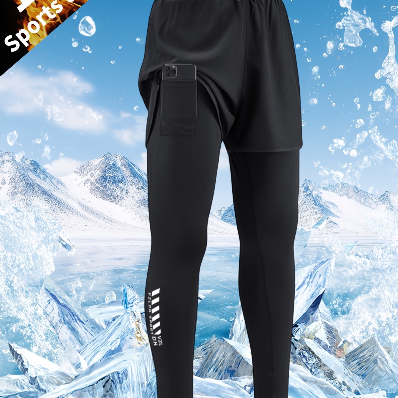 TEMU Ensemble de sport décontracté pour homme, pièces, pantalon double couche, avec cordons de serrage et poches, en tissu élastique respirant, idéal