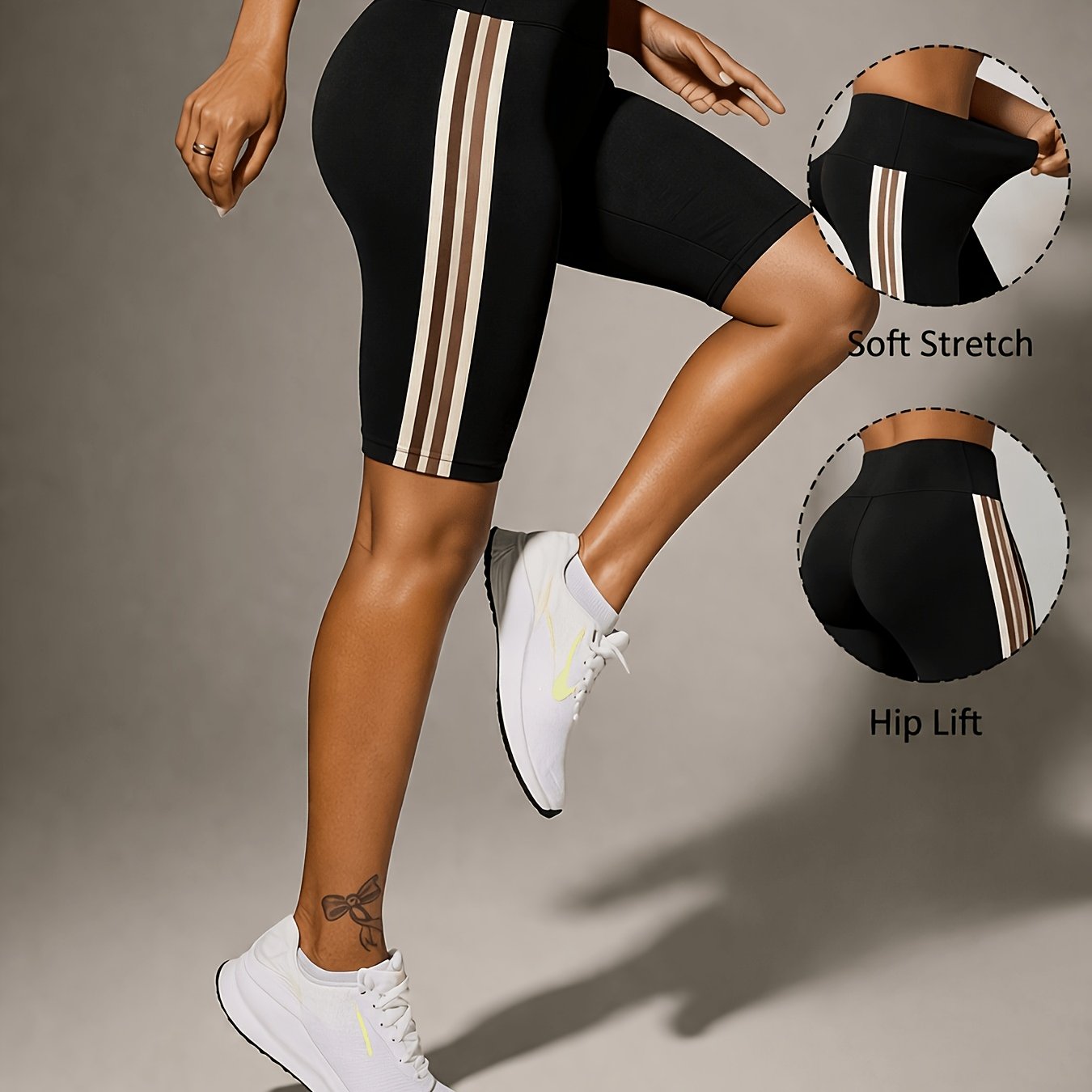 E-shop Go Damen Fitness Shorts, Radhose mit hohem Bund, Training Yoga Radhose