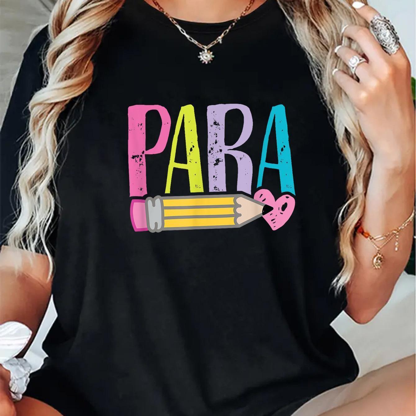 1pc application t shirt for teachers 100 casual round neck letter pattern regular length knitted fabric suitable for summer ideal gift for teacher assistant 180g