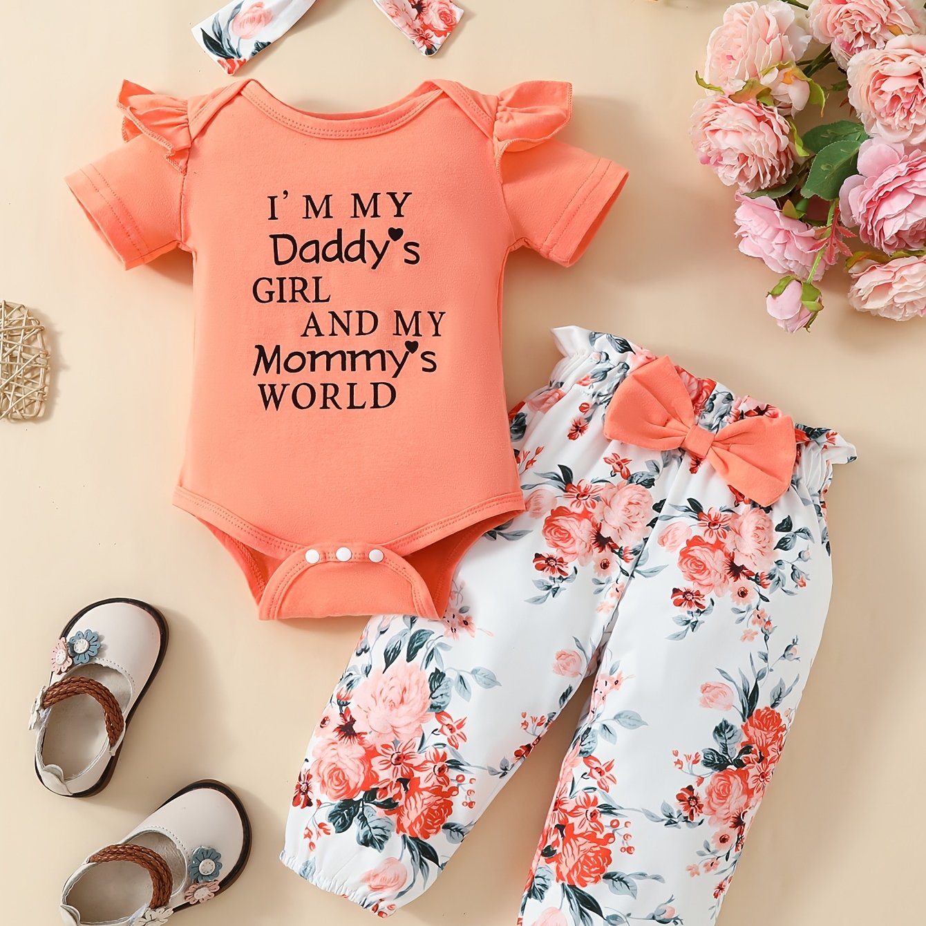 Short-sleeved Letter-printed Ha Shirt + Trousers + Headscarf Three-piece Set