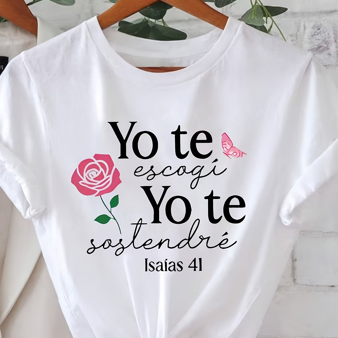 TEMU Camiseta de mujer con cuello y texto en español | Corte casual, elasticidad, lavable a máquina, versátil para /verano/otoño