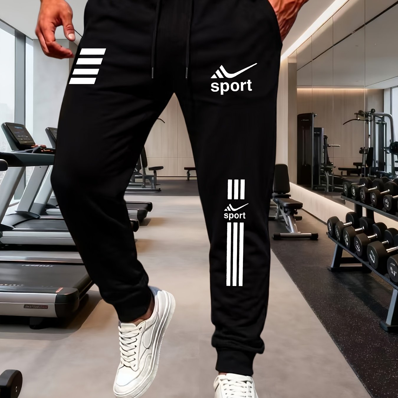 TEMU Men's Athletic Casual Trousers, Slim Ankle-cinching Design, Breathable Comfortable Sweatpants, Suitable For Fitness And Daily Wear