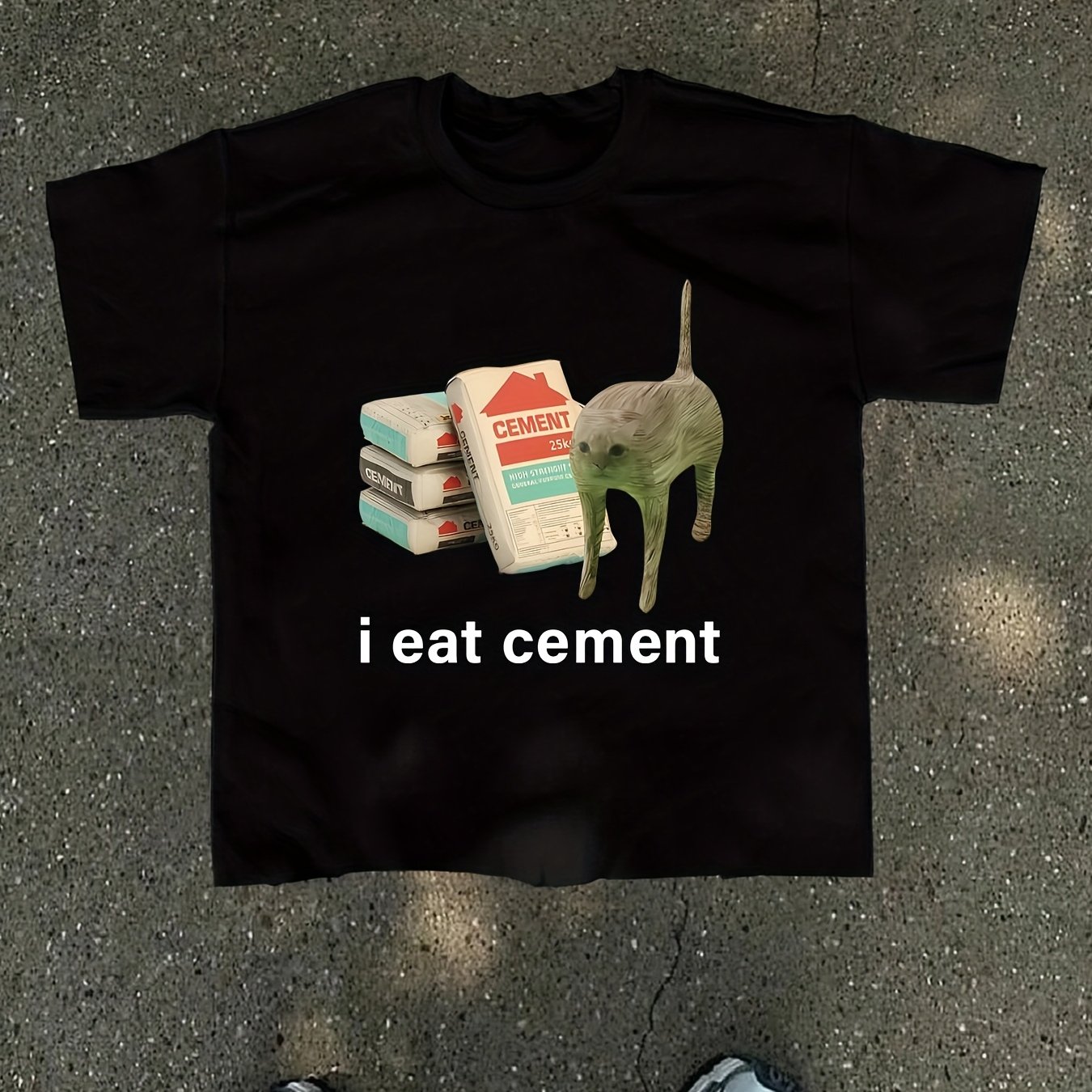 TEMU Men's Casual Short Sleeve T-shirt With Cat Print, Loose Fit Summer Streetwear, Round Neck, Polyester - Machine Washable, Book Print