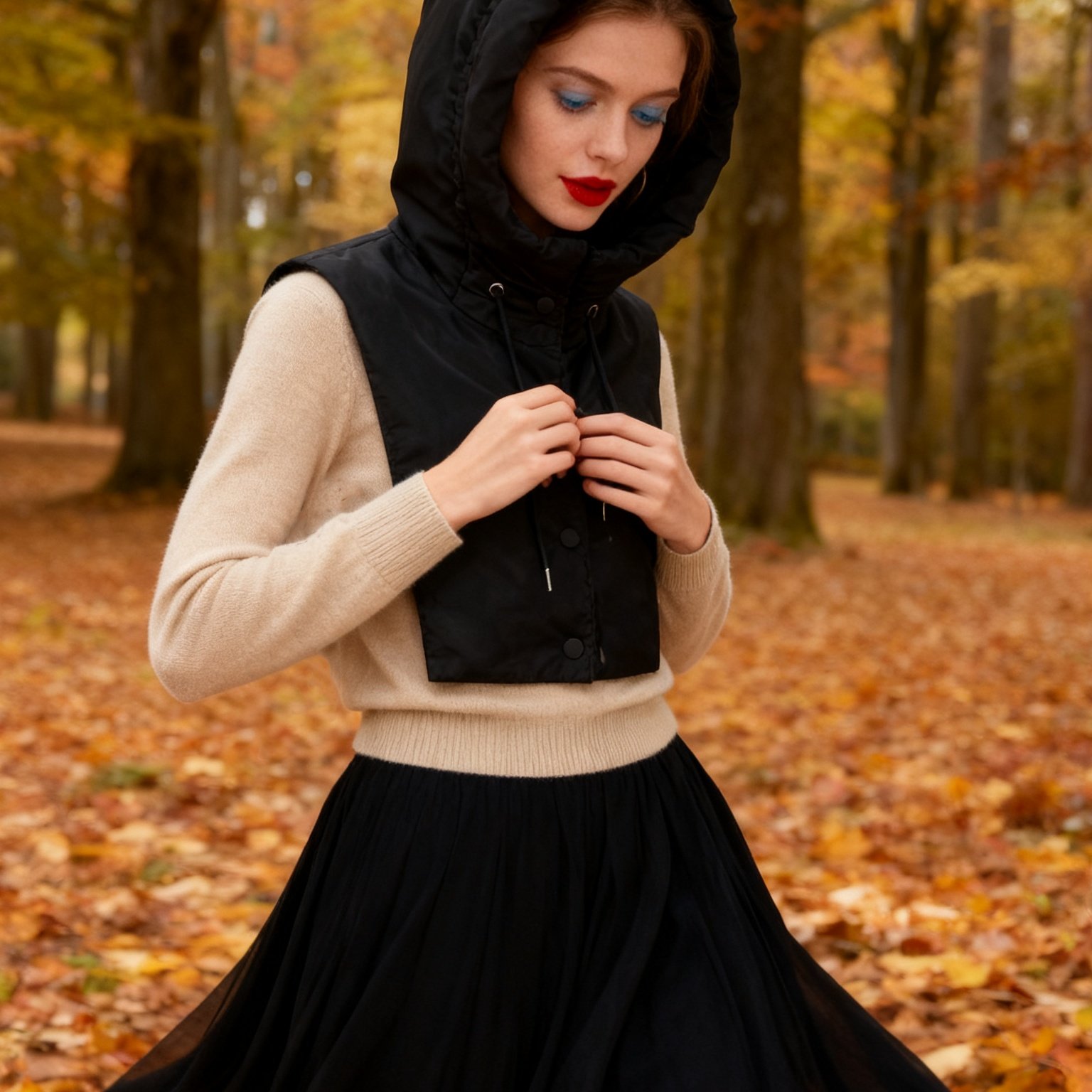 TEMU Pull à capuche et col avec cordon de serrage et boutons-pression, un de pour et l'hiver, un accessoire qui rehausse de votre tenue