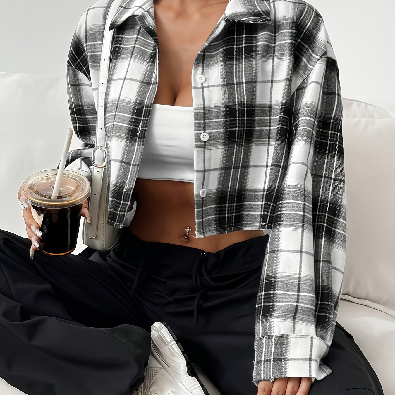 TEMU Casual Cropped Shirt With
