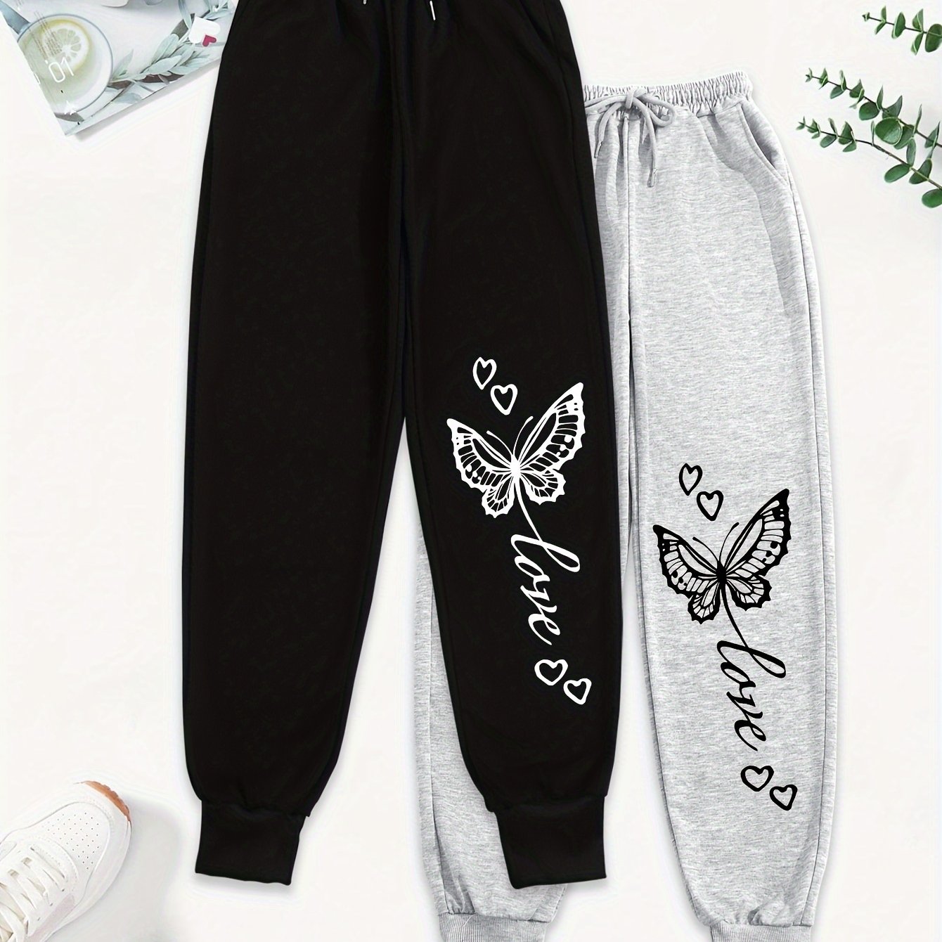 TEMU 2pcs Cartoon Graphic Print Pants, Casual Drawstring Waist Jogger Pants, Women's Clothing