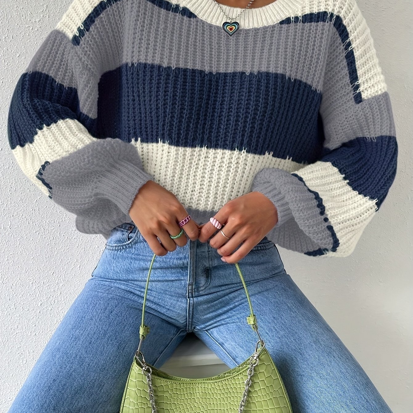 European And Women's Autumn/winter High-end Elegant Sexy Pullover Round Neck Sweater