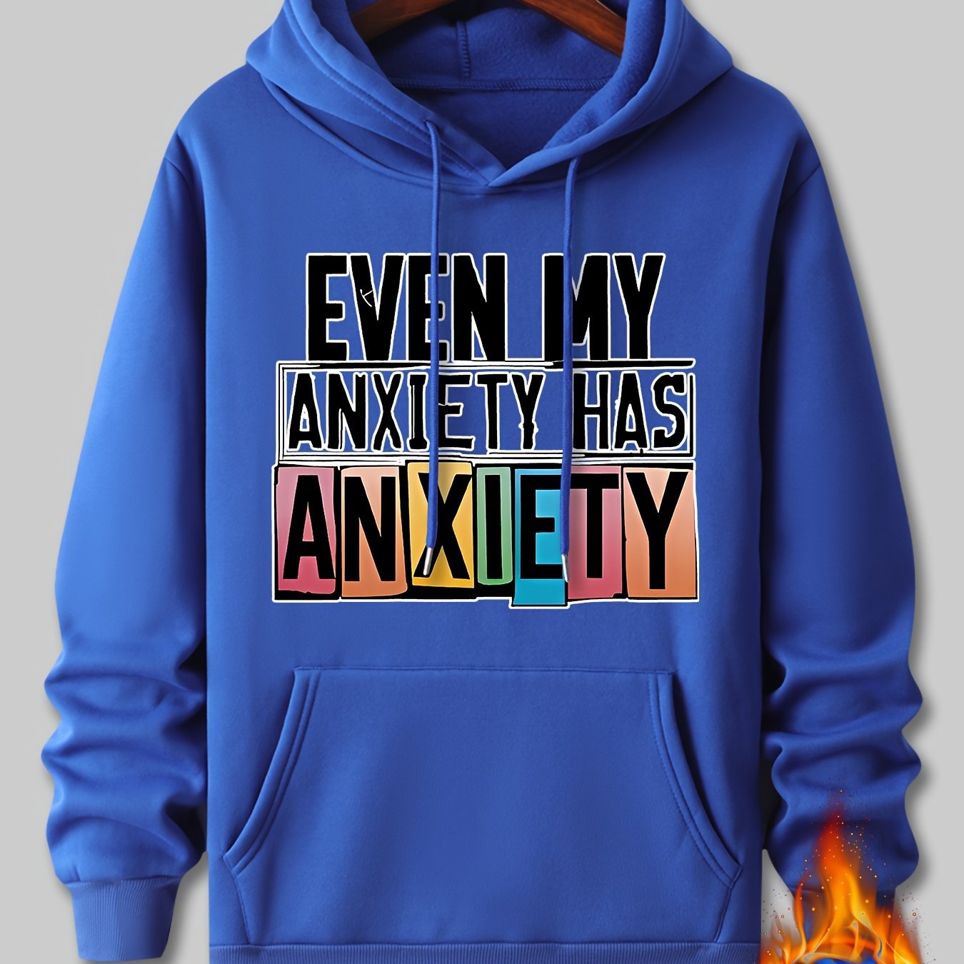 TEMU My Anxiety Has Anxiety Print Men's Pullover Long Sleeve Hooded Sweatshirt Pattern Loose Casual Top For Autumn Winter Men's Clothing As Gifts