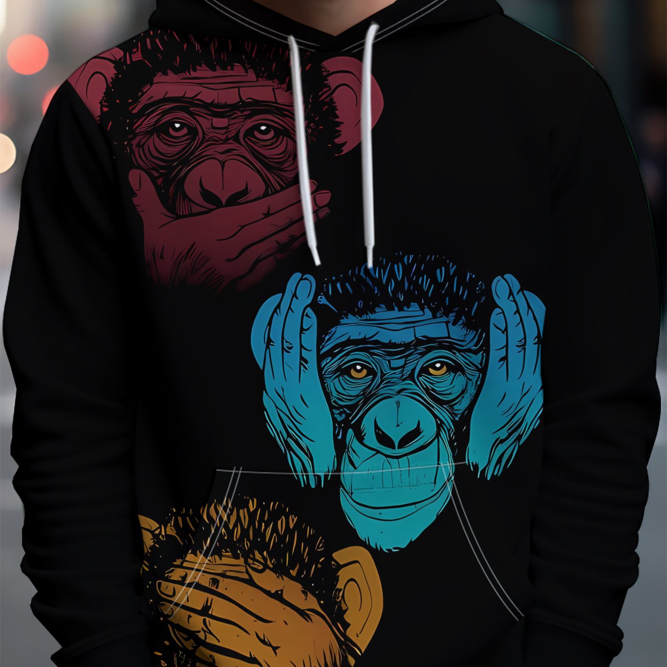TEMU Sweat à capuche tendance pour homme, style streetwear, avec couvrant , les oreilles et - Style complet, de riches et artistiques, facile à créer