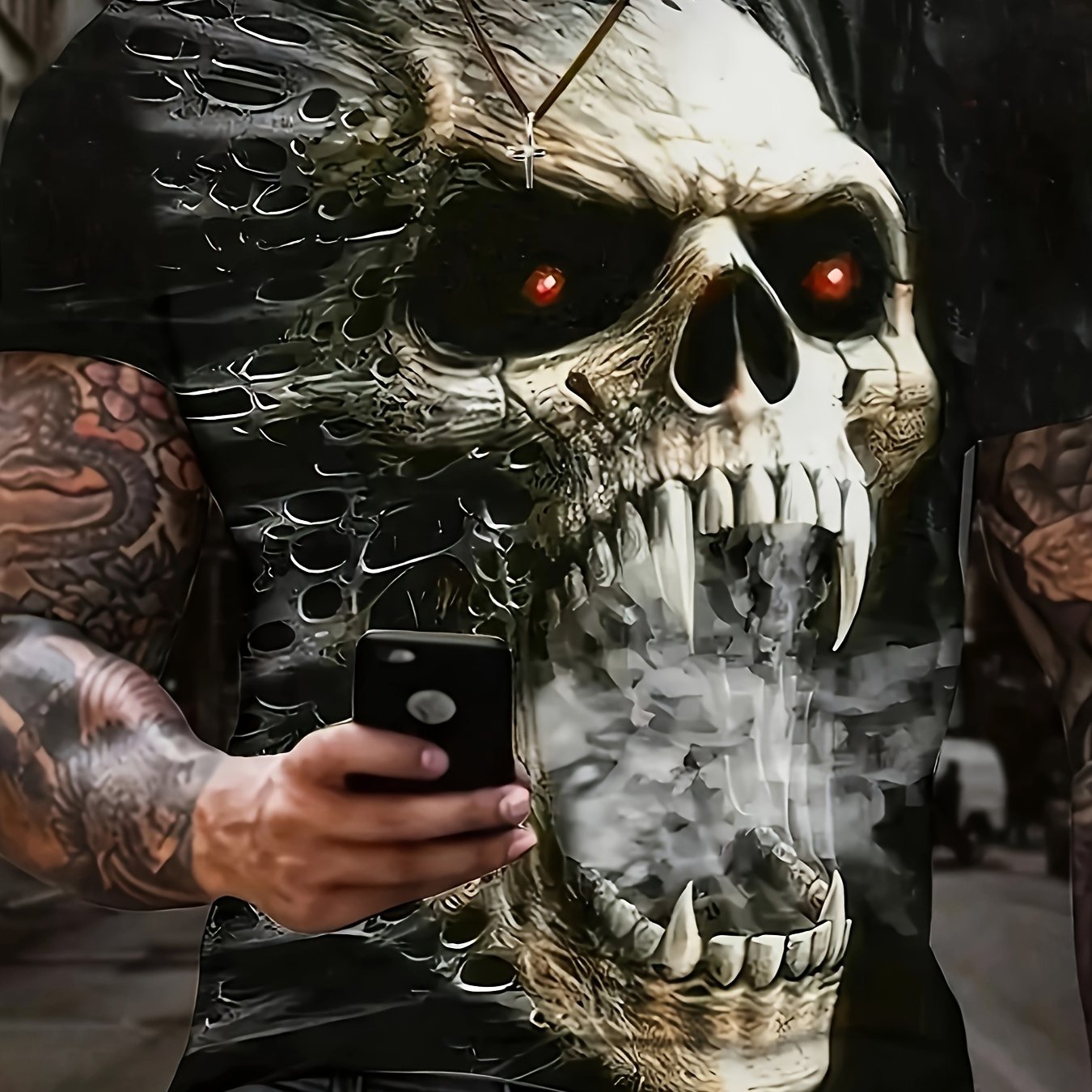 Men's T-shirts Halloween Horror Skull T-shirt Men Casual Short Sleeve Oversized T Shirt Hip Hop Streetwear Men Clothing Tee Tops