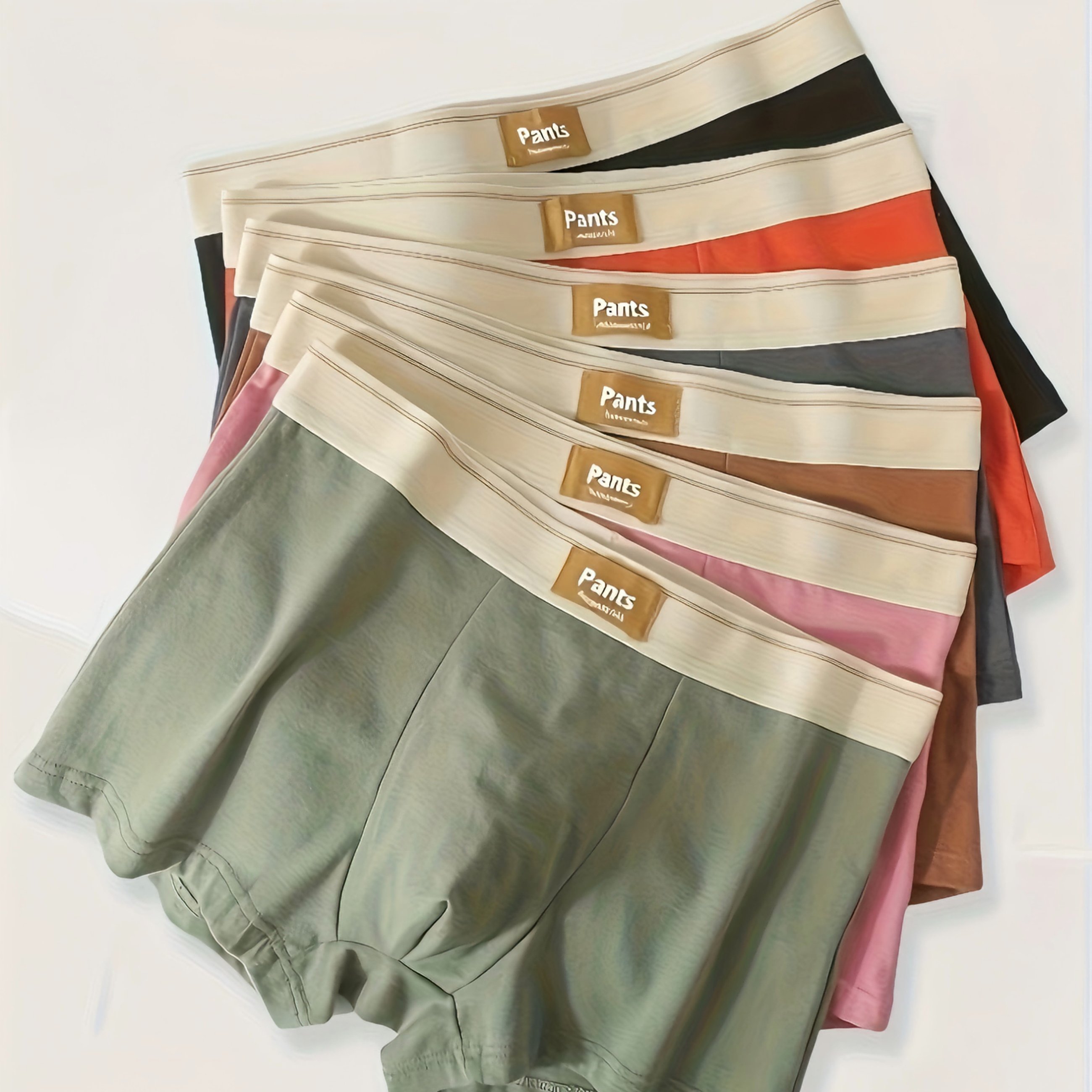 TEMU 5pcs Assorted Colors Men&;s And Teen Stretch Fiber Boxer Briefs - Solid Color, Simple With Elastic Waistband, Soft And Comfortable,