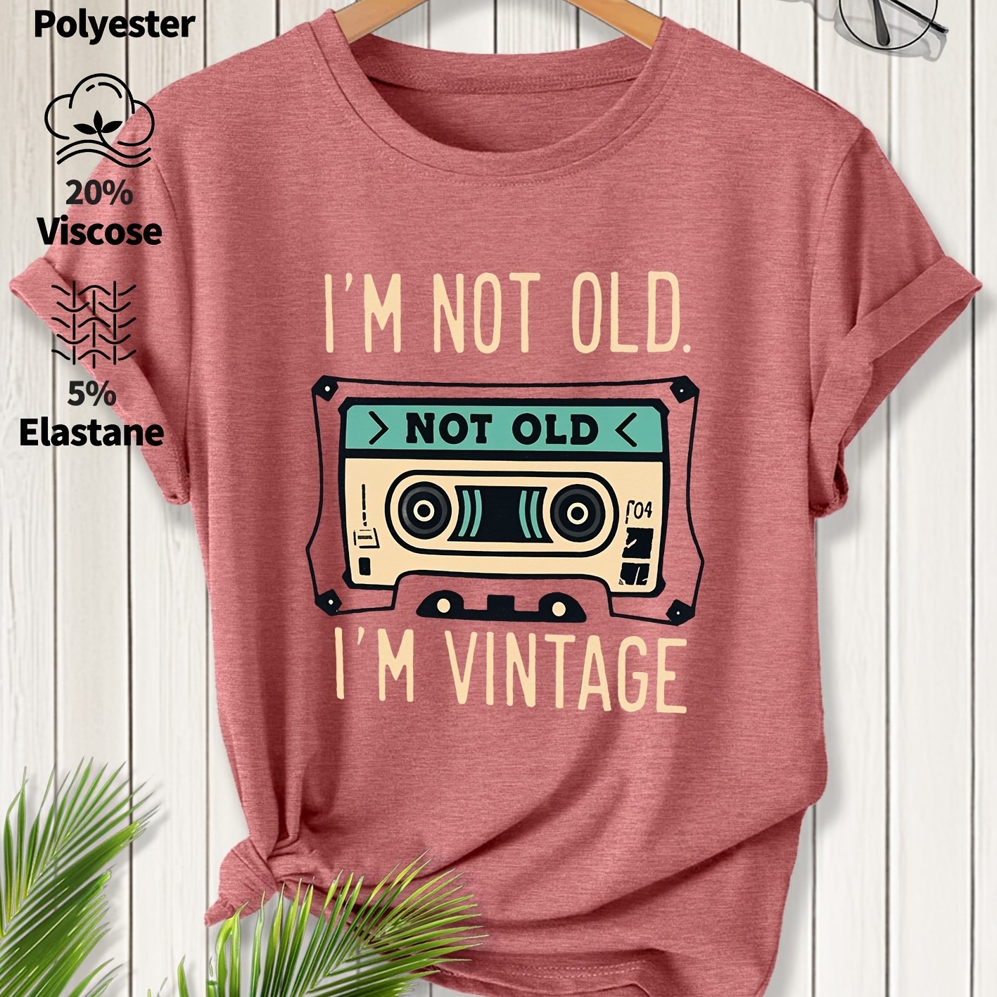 TEMU Maglietta Donna Stampa Cassetta Vintage - T-Shirt Morbida e Traspirante a Maniche Corte con Scollo , Taglie S-XXL, per , Estate, , Abbigliamento