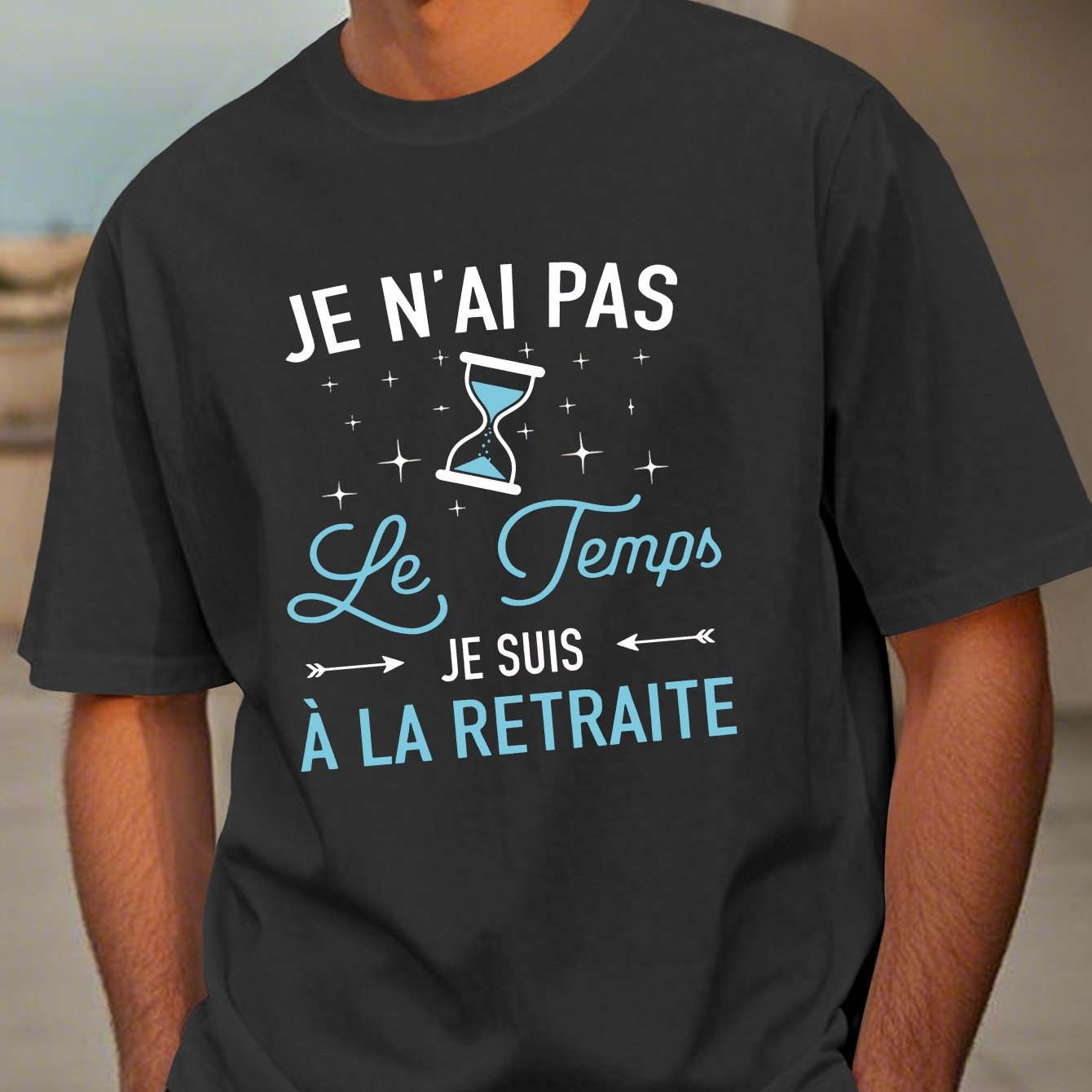 TEMU T-shirt à manches courtes pour homme français en fin de , haut de t-shirt d'été